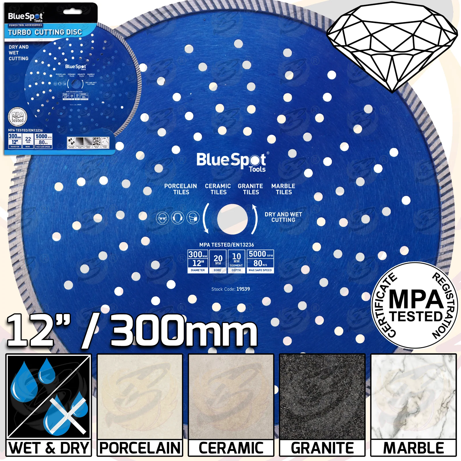 BlueSpot 12″ / 300mm Turbo Diamond Cutting Disc ( 19539 )