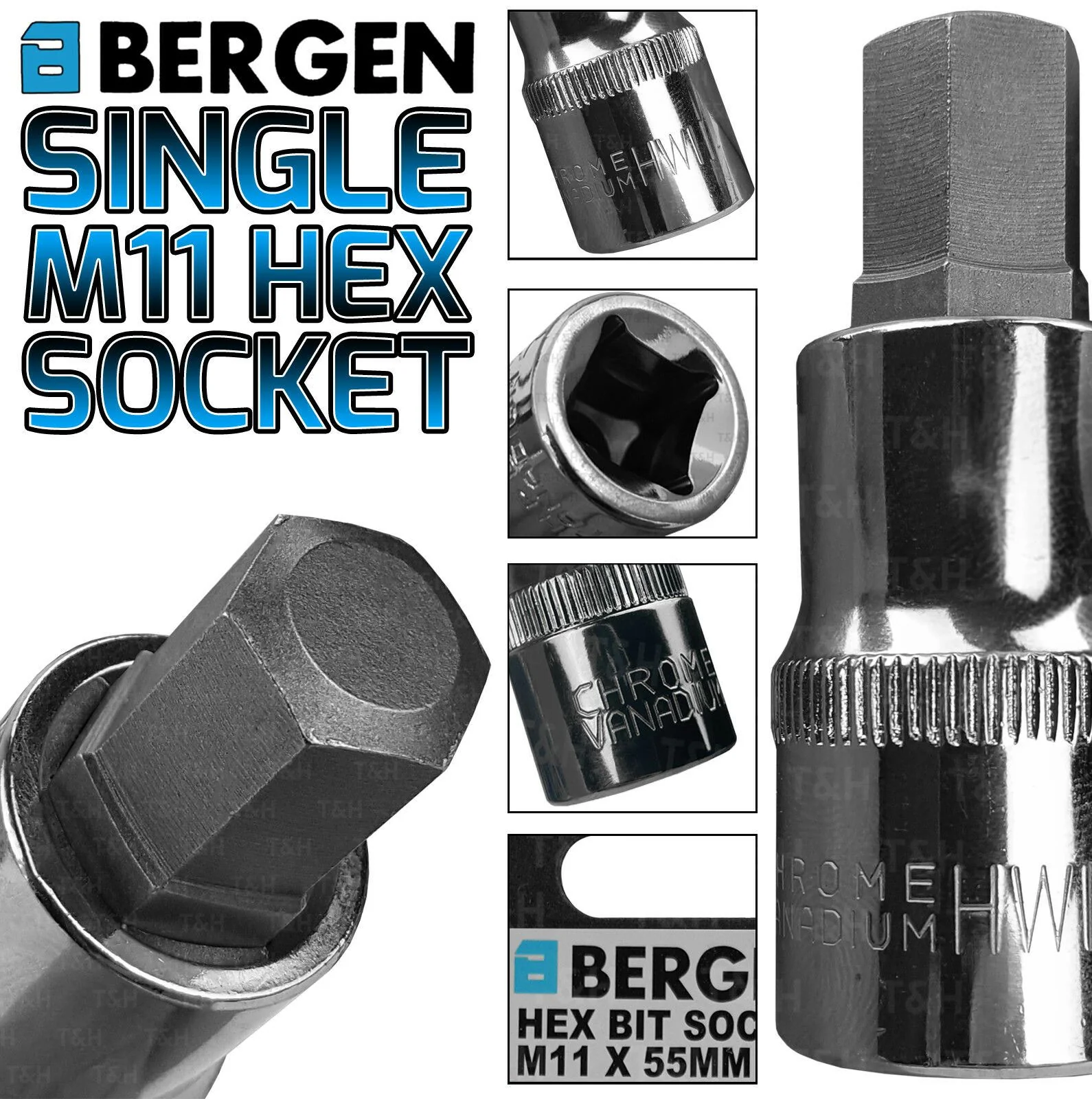 US PRO H11 1/2″ DRIVE 55MM LONG HEX BIT SOCKET ( SINGLE )