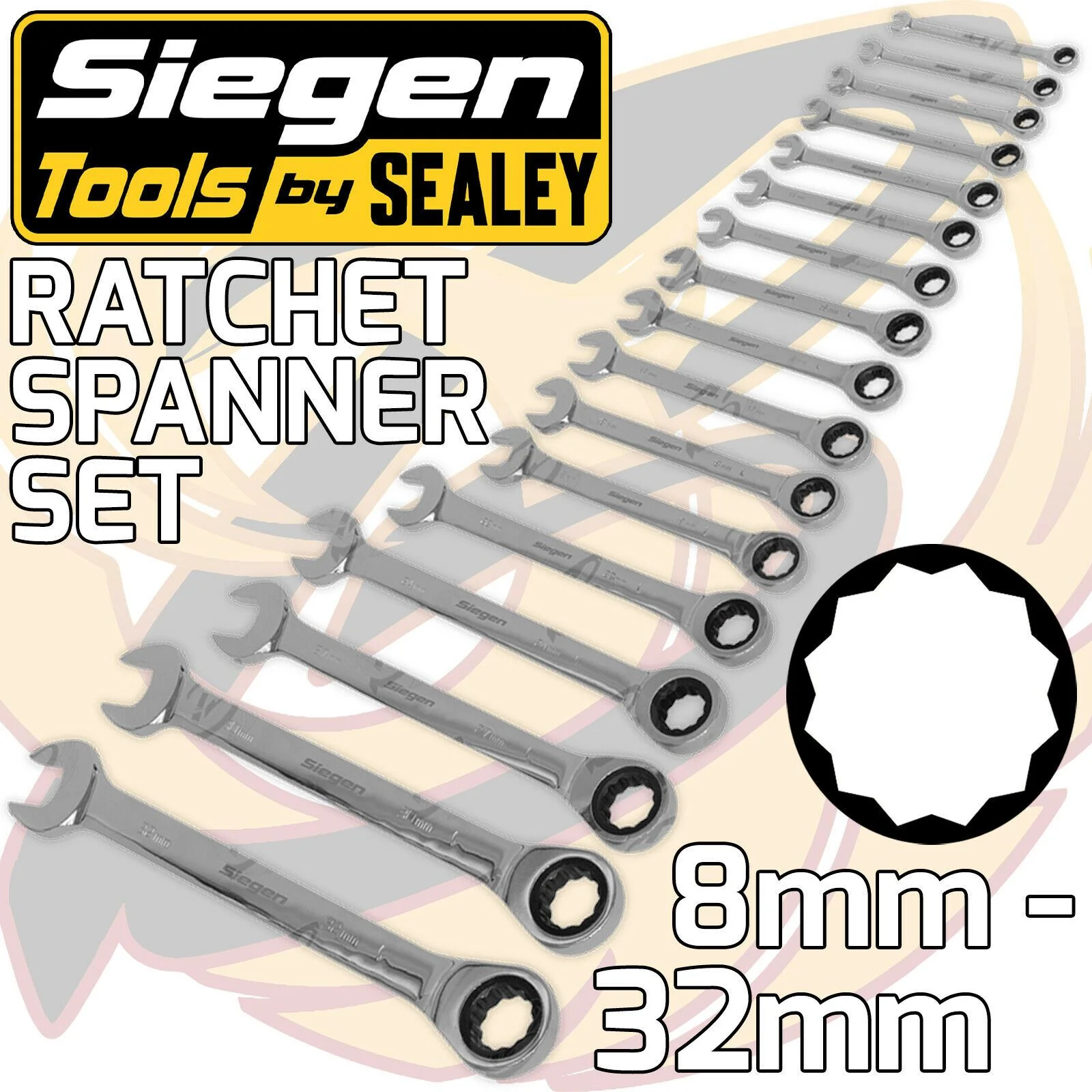 Sealey 17 Piece Combination Ratchet Spanner Set 8mm – 32mm ( S01156 )
