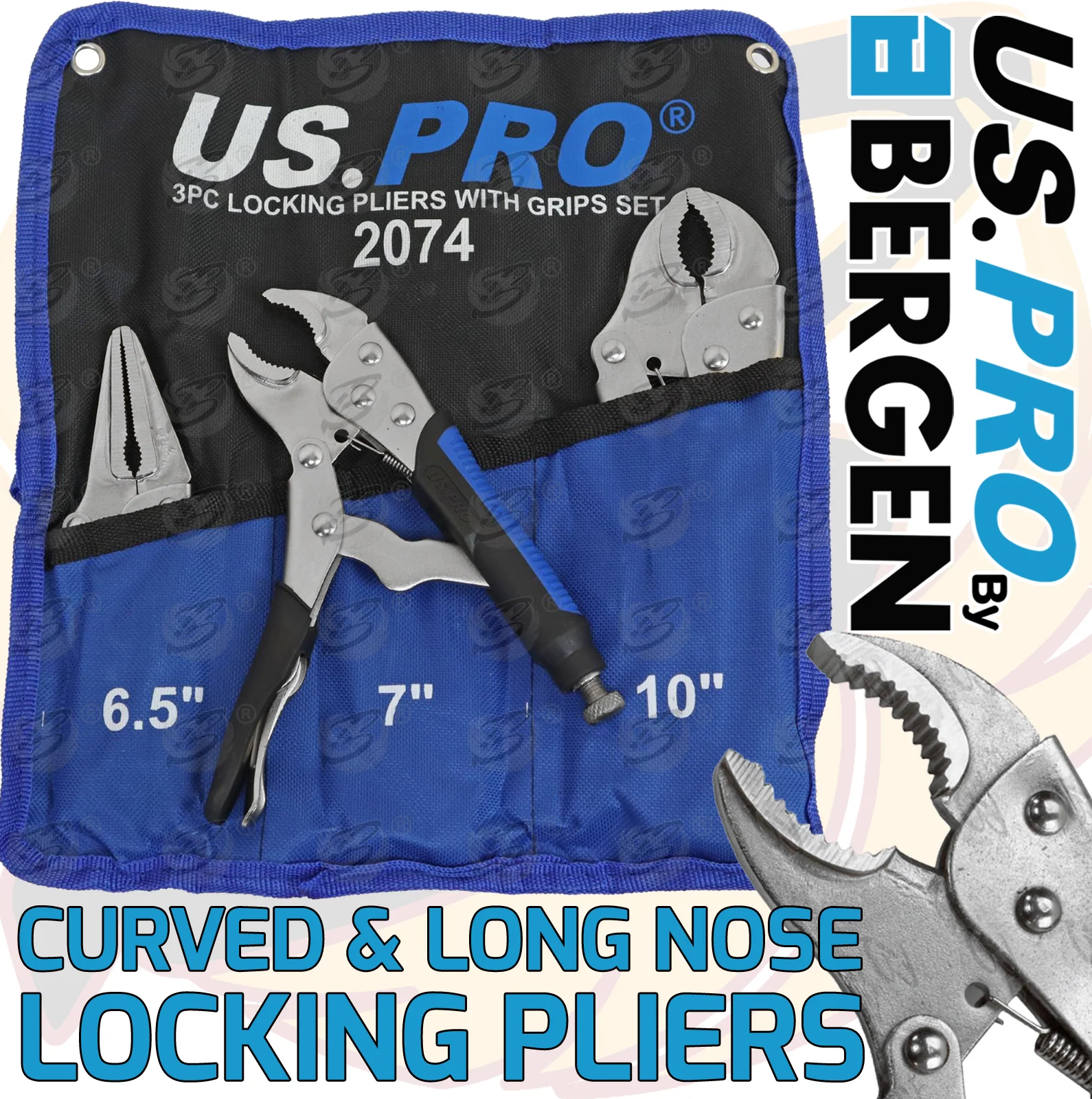US Pro 3 Piece Locking Pliers With Grips  2074