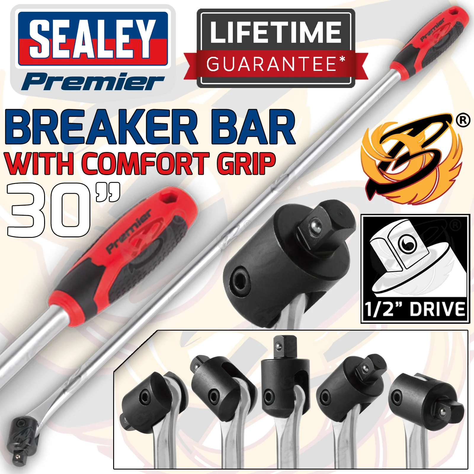 Sealey 1/2″ Drive 30″ Long Breaker Bar With Comfort Grip Handle ( AK7305 )