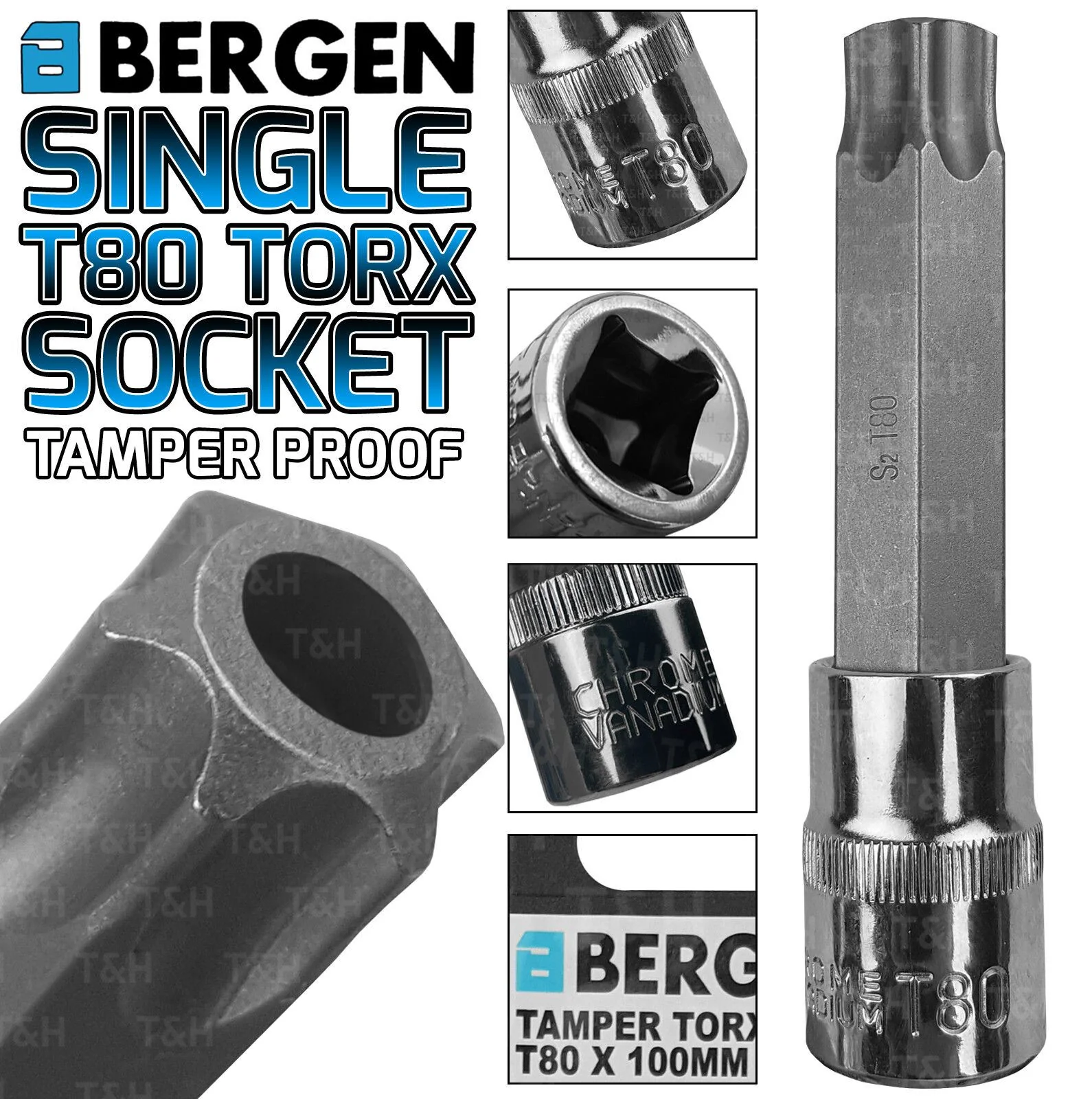 US Pro T80 1/2″ Drive 100mm Long Tamperproof Torx Bit Socket ( Single )  3336