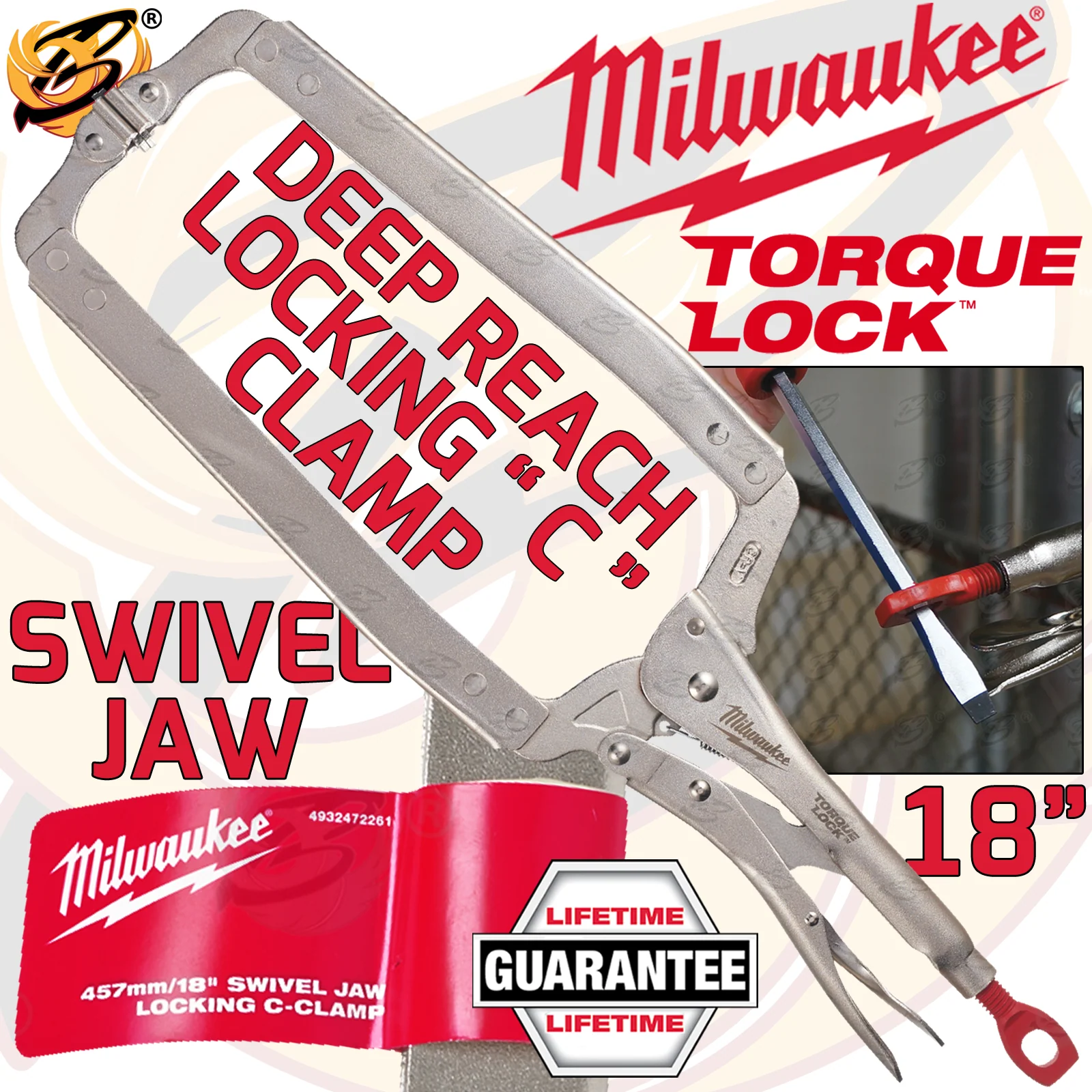 Milwaukee 18″ Deep Reach Swivel Jaw Torque Lock Locking Pliers ( 4932472261 )