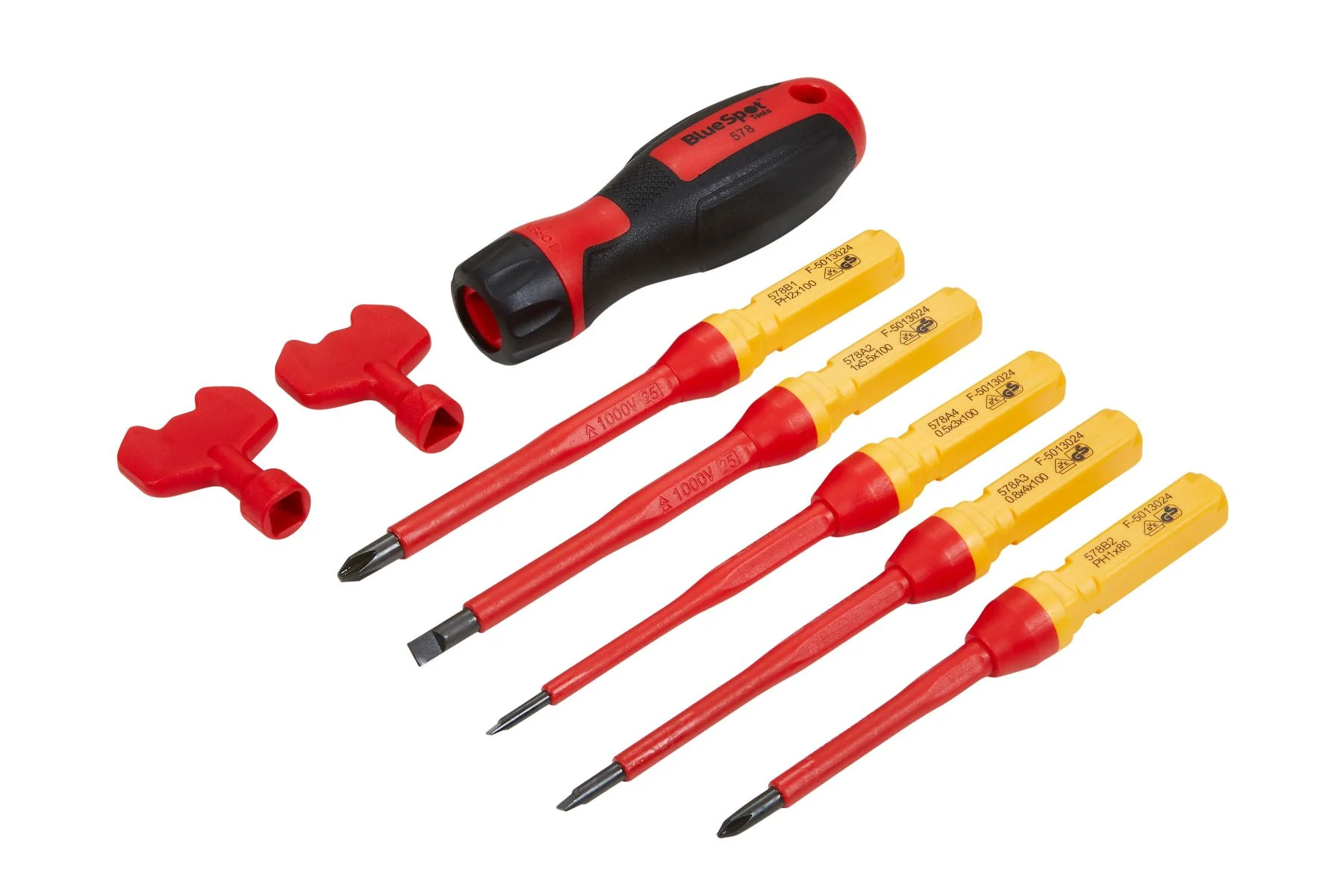 BlueSpot 8 Piece Interchangeable VDE Screwdriver Set (Sl3 – Sl5.5) (PH1 – PH2) With A Manufacturers LifeTime Guarantee 12061