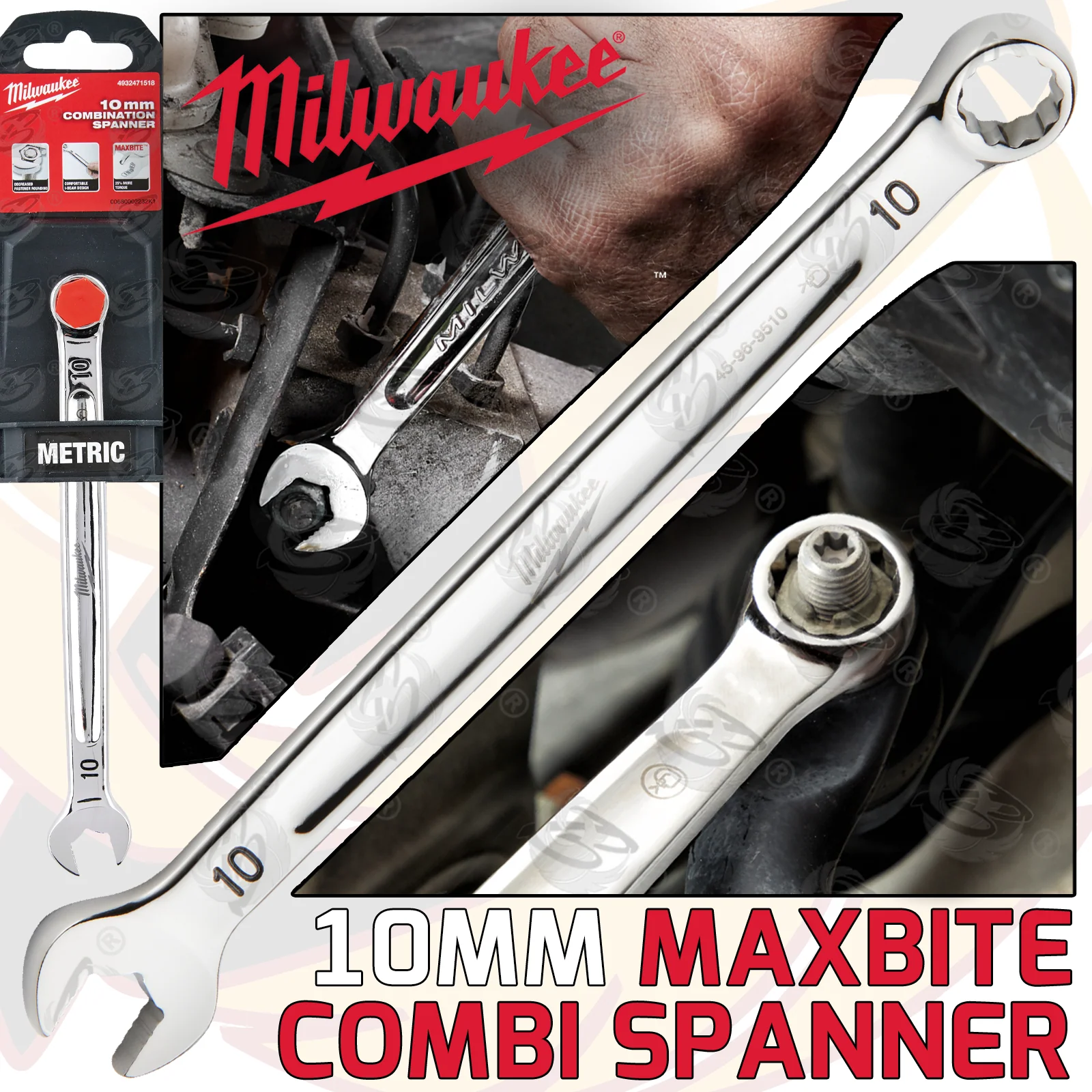 Milwaukee 10mm Maxbite Combination Spanner ( Single ) ( 4932471518 )