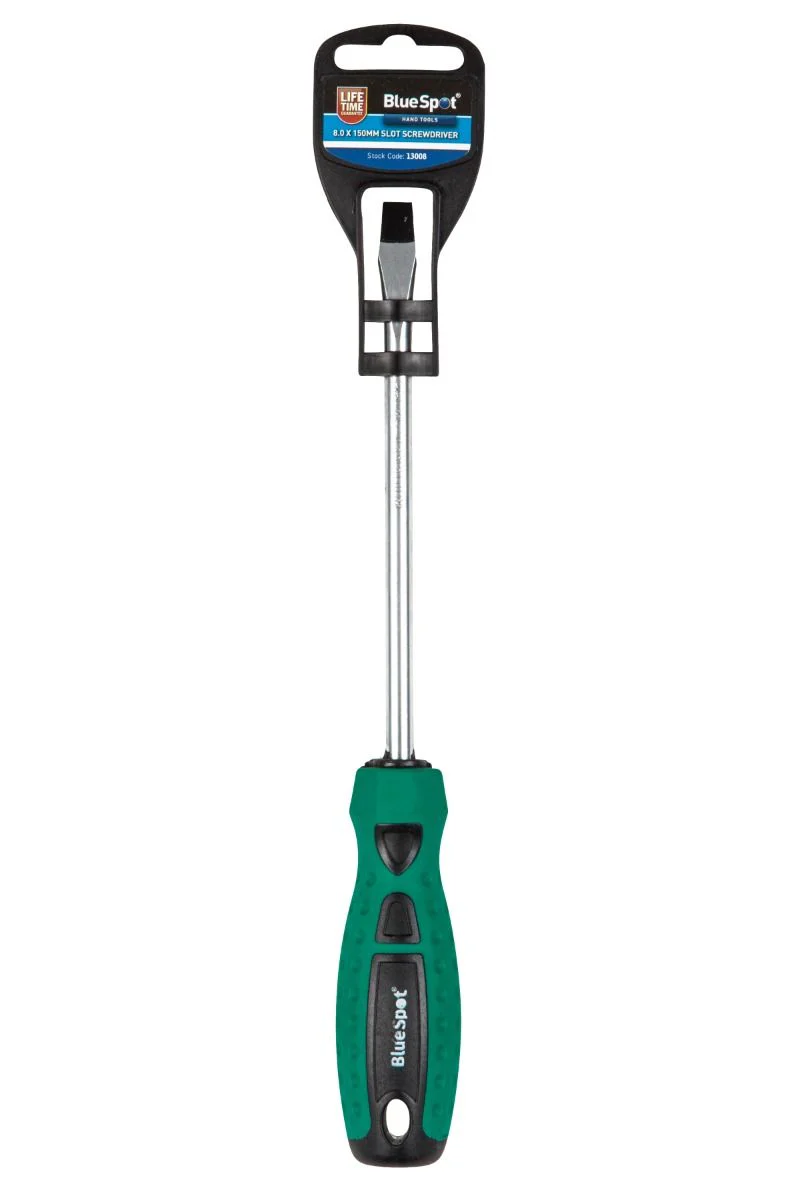 BlueSpot 8.0 x 150mm Slotted Screwdriver With A Manufacturers LifeTime Guarantee 13008