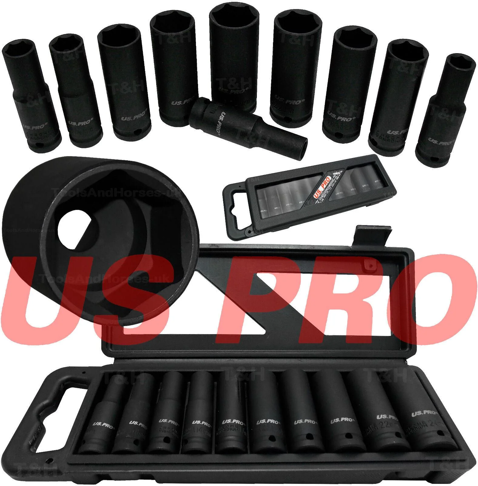 US Pro 10 Piece 1/2″ Drive 6 Point Deep Impact Sockets 10mm – 24mm  1343