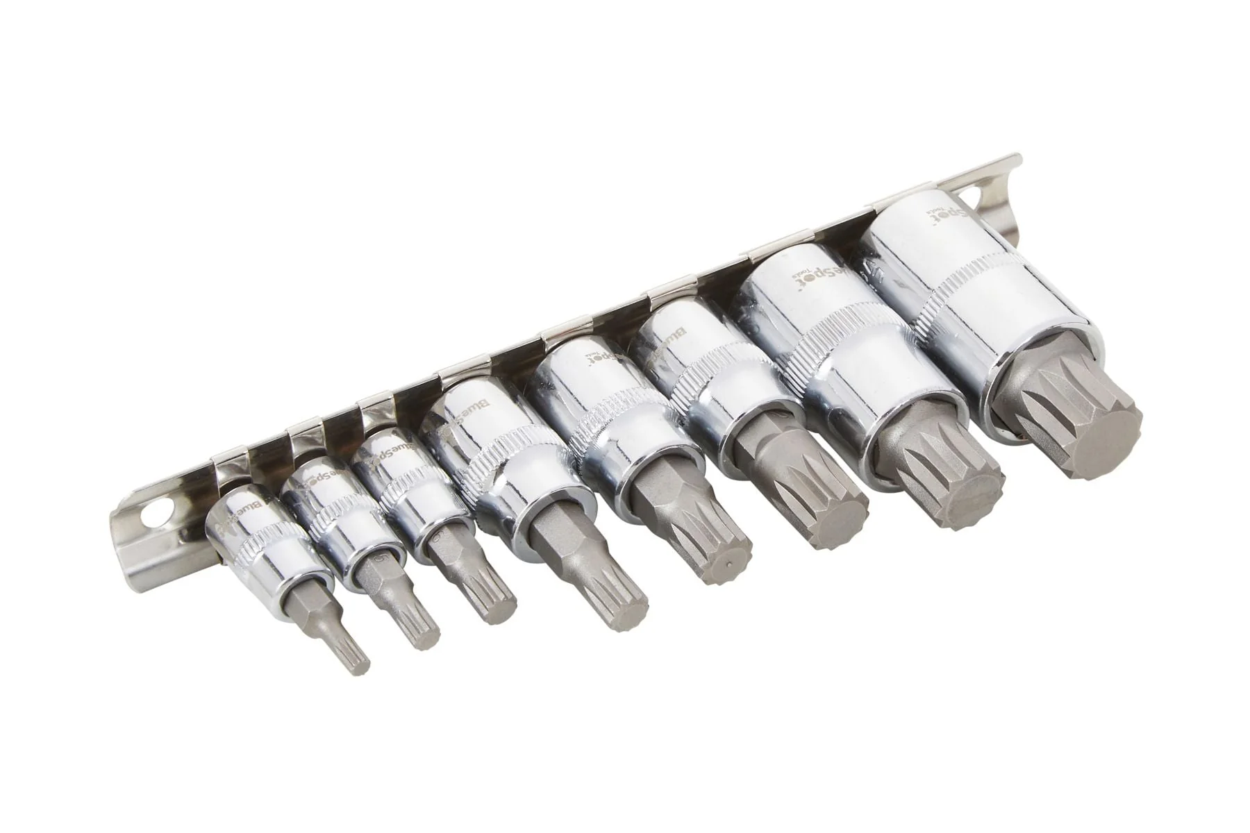 BlueSpot 8 Piece 1/4″, 3/8″, 1/2″ Drive Spline Bit Socket Set ( M4 – M16 ) With A Manufacturers LifeTime Guarantee 01489