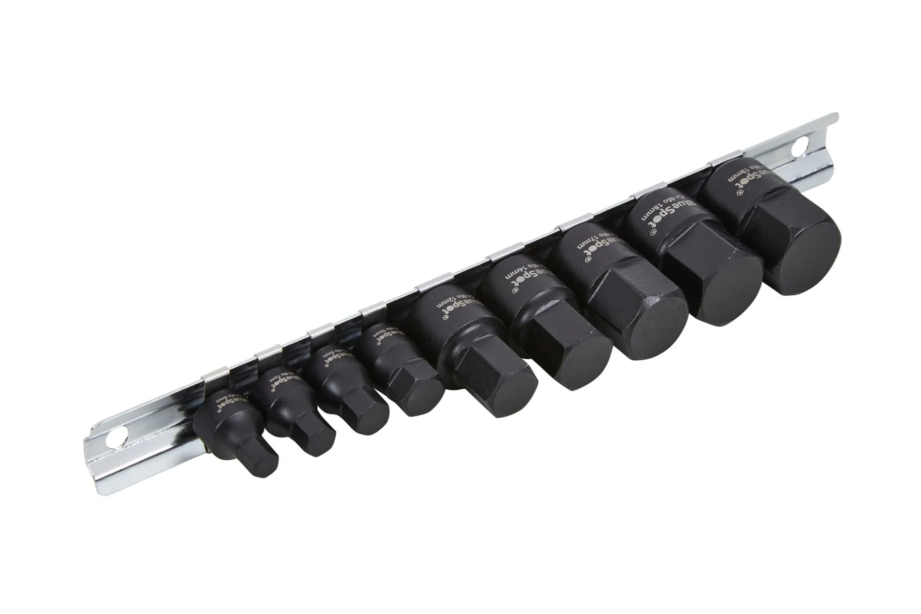 BlueSpot 9 Piece 1/4-3/8″ Low Profile Metric Impact Hex Sockets (6-19mm) With A Manufacturers LifeTime Guarantee 01594