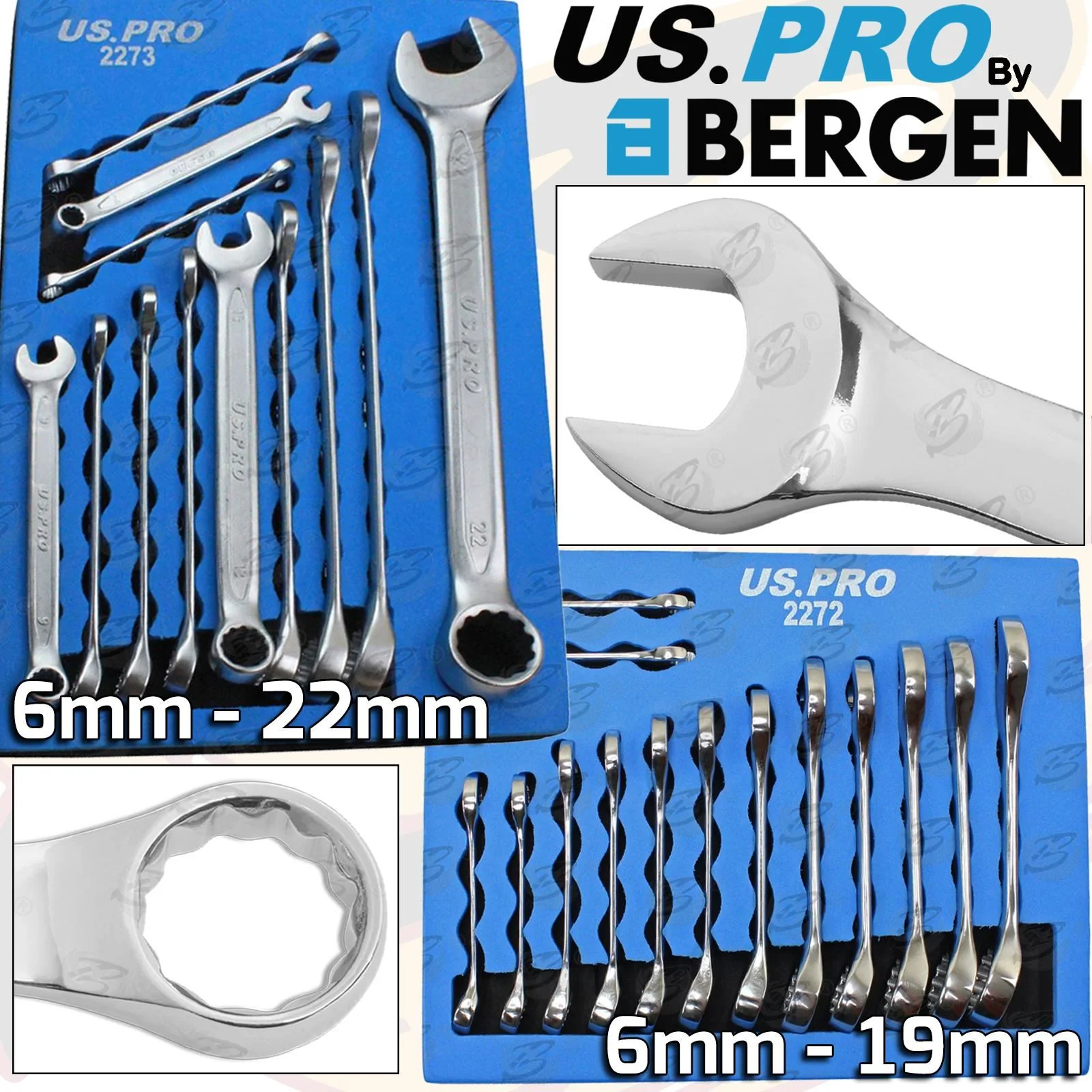 US Pro 26 Piece Spanners & Stubby Combination Spanner Set 6mm – 22mm  2272 & 2273