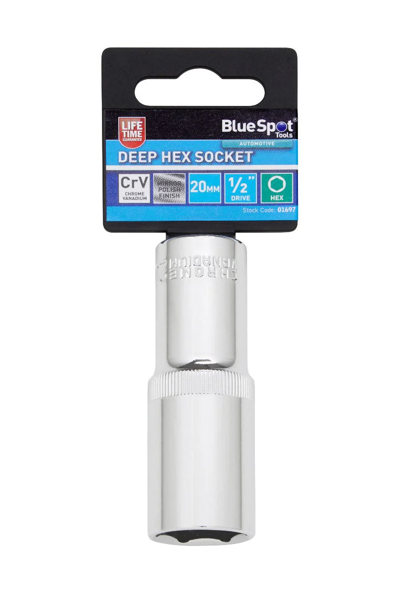 BlueSpot 20mm 1/2″ Drive 6 Point Deep Socket ( Single ) With A Manufacturers LifeTime Guarantee 01697