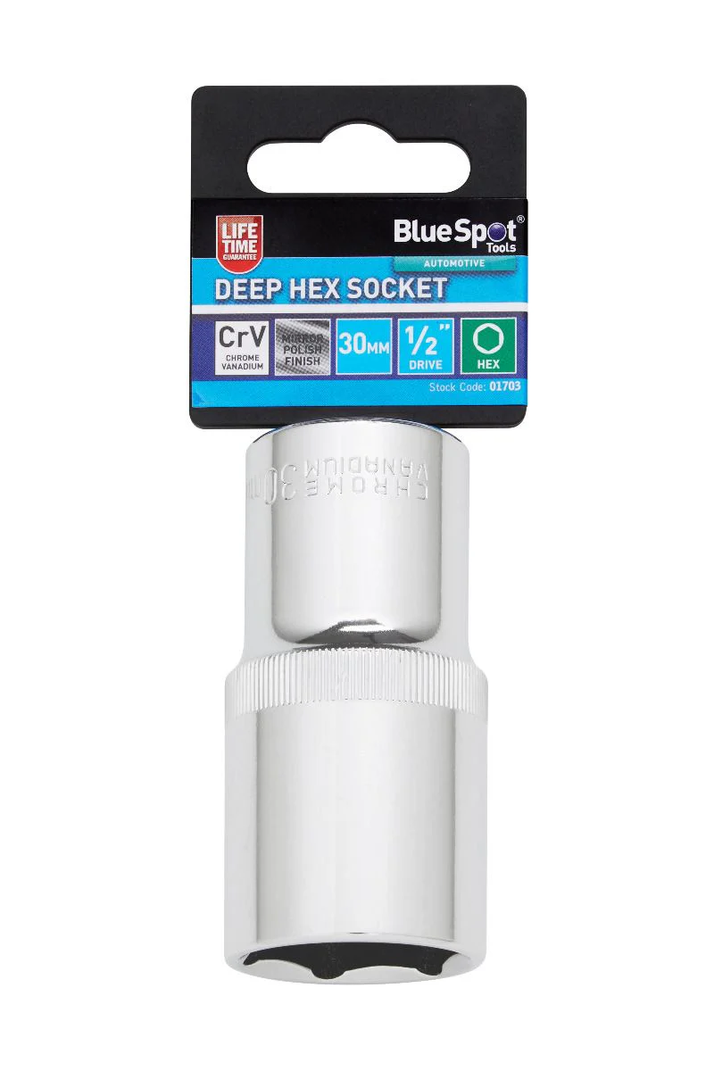 BlueSpot 30mm 1/2″ Drive 6 Point Deep Socket ( Single ) With A Manufacturers LifeTime Guarantee 01703