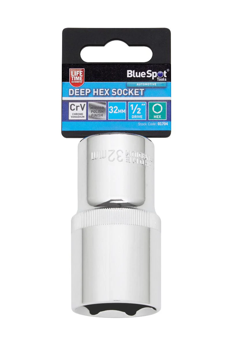 BlueSpot 32mm 1/2″ Drive 6 Point Deep Socket ( Single ) With A Manufacturers LifeTime Guarantee 01704