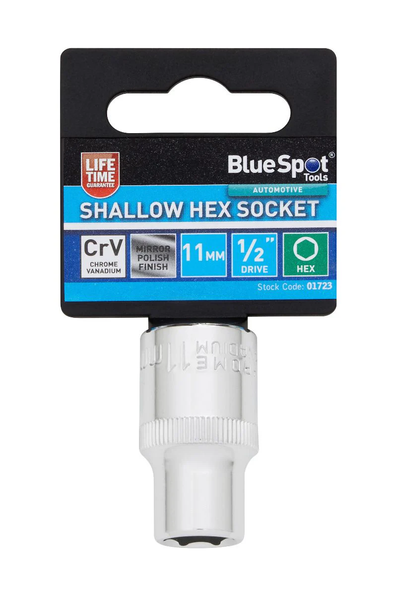 BlueSpot 11mm 1/2″ Drive 6 Point Shallow Socket ( Single ) With A Manufacturers LifeTime Guarantee 01723