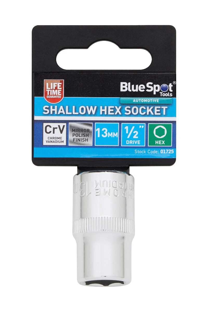 BlueSpot 13mm 1/2″ Drive 6 Point Shallow Socket ( Single ) With A Manufacturers LifeTime Guarantee 01725