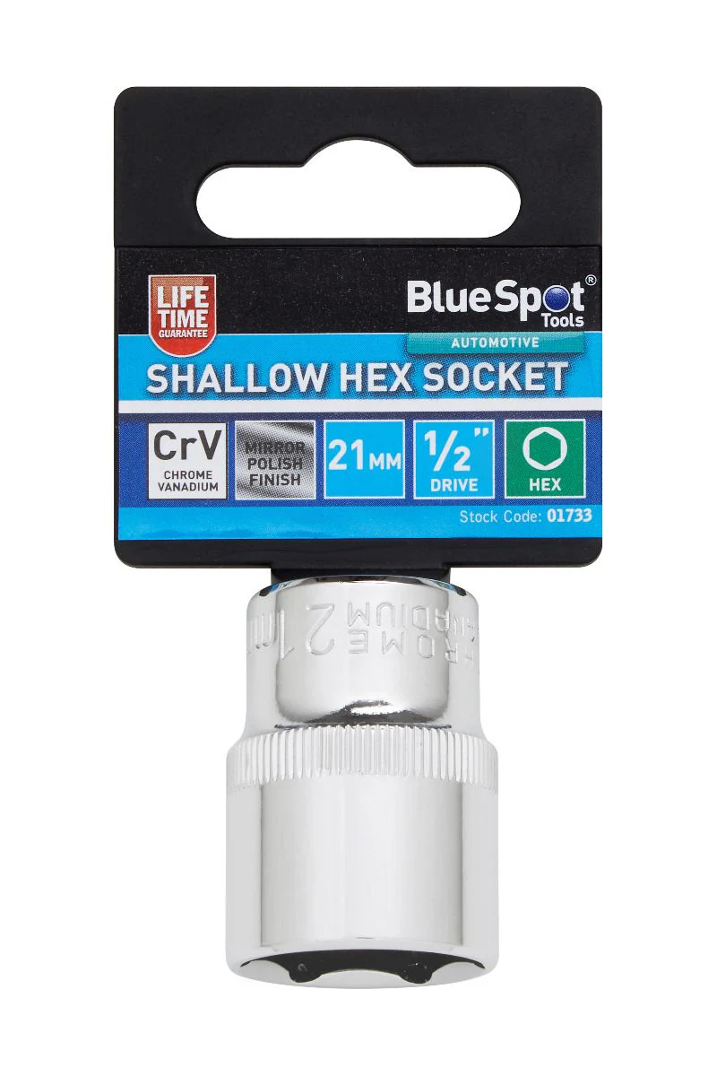 BlueSpot 21mm 1/2″ Drive 6 Point Shallow Socket ( Single ) With A Manufacturers LifeTime Guarantee 01733