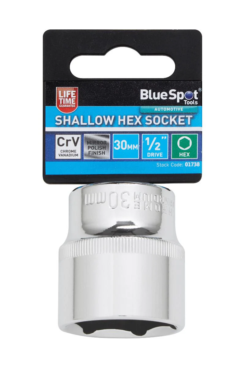 BlueSpot 30mm 1/2″ Drive 6 Point Shallow Socket ( Single ) With A Manufacturers LifeTime Guarantee 01738
