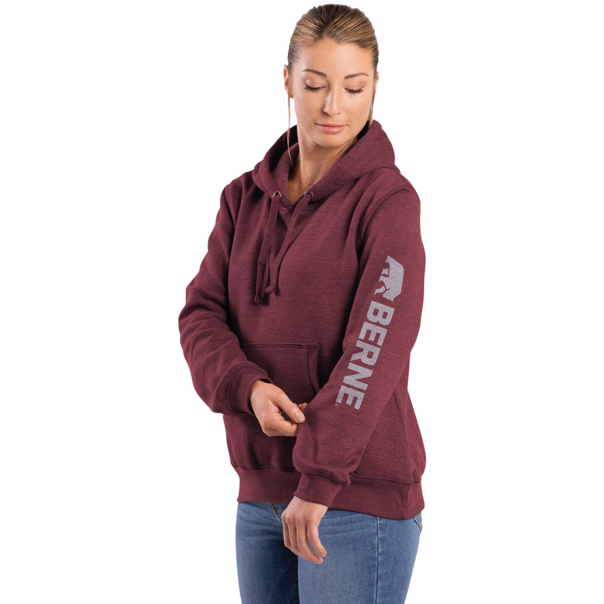 Berne 2XL Cabernet Women's Signature Sleeve Pullover Hooded Sweatshirt