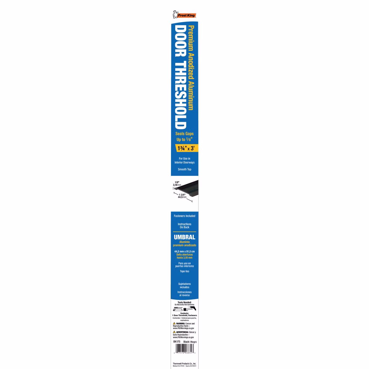 Frost King 36 In. x 1-3/4 In. x 1/8 In. Black Aluminum Threshold