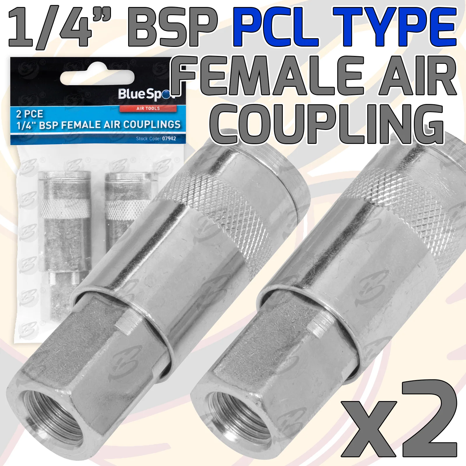 BlueSpot 2 Piece 1/4″ Bsp Female ( Piecel Type ) Air Couplings ( 07942 )