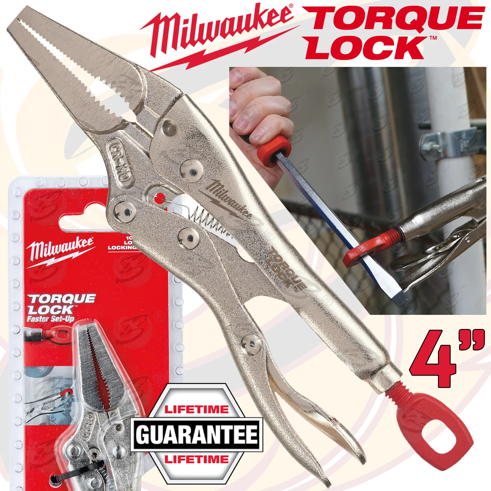 Milwaukee 4″ Long Nose Torque Lock Locking Pliers ( 4932472262 )