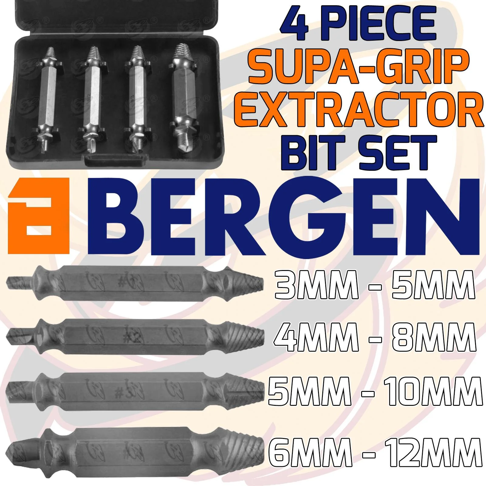 Bergen 4 Piece Screw Extractor Set  2585
