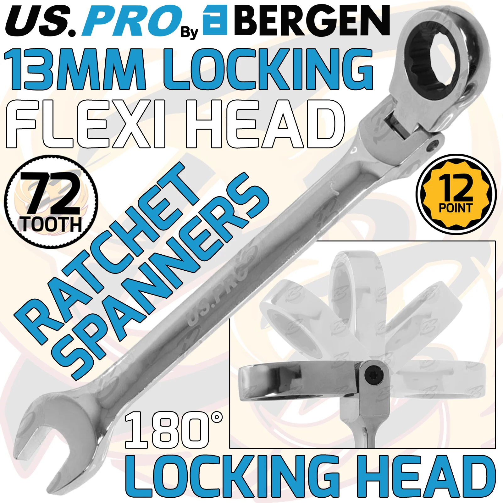 US Pro Flexible Ratchet Spanners 13mm Locking Flexi Combination Wrench Spanner  3680