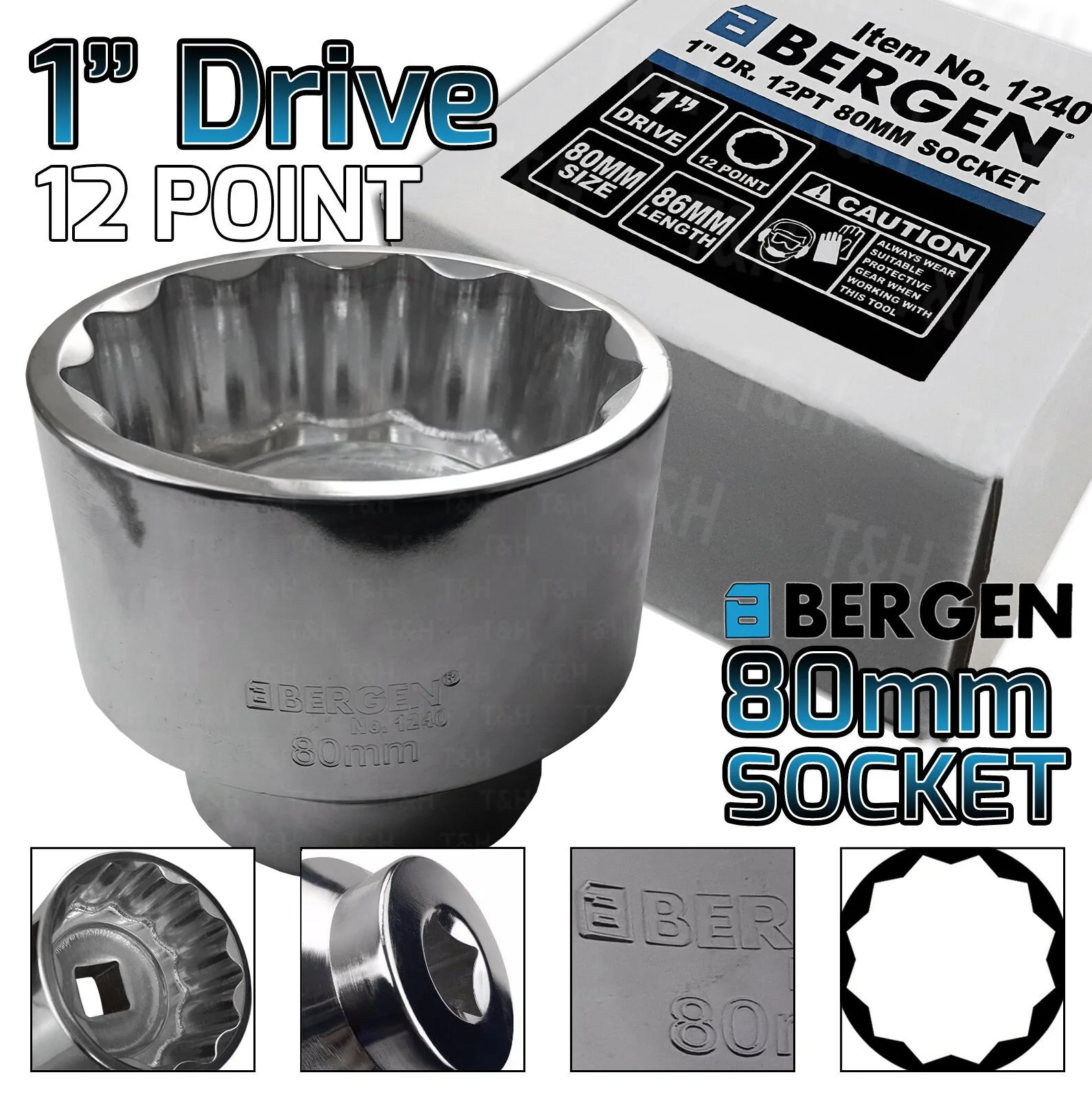 US Pro 80mm 1″ Drive 12 Point Socket ( Single )  3524