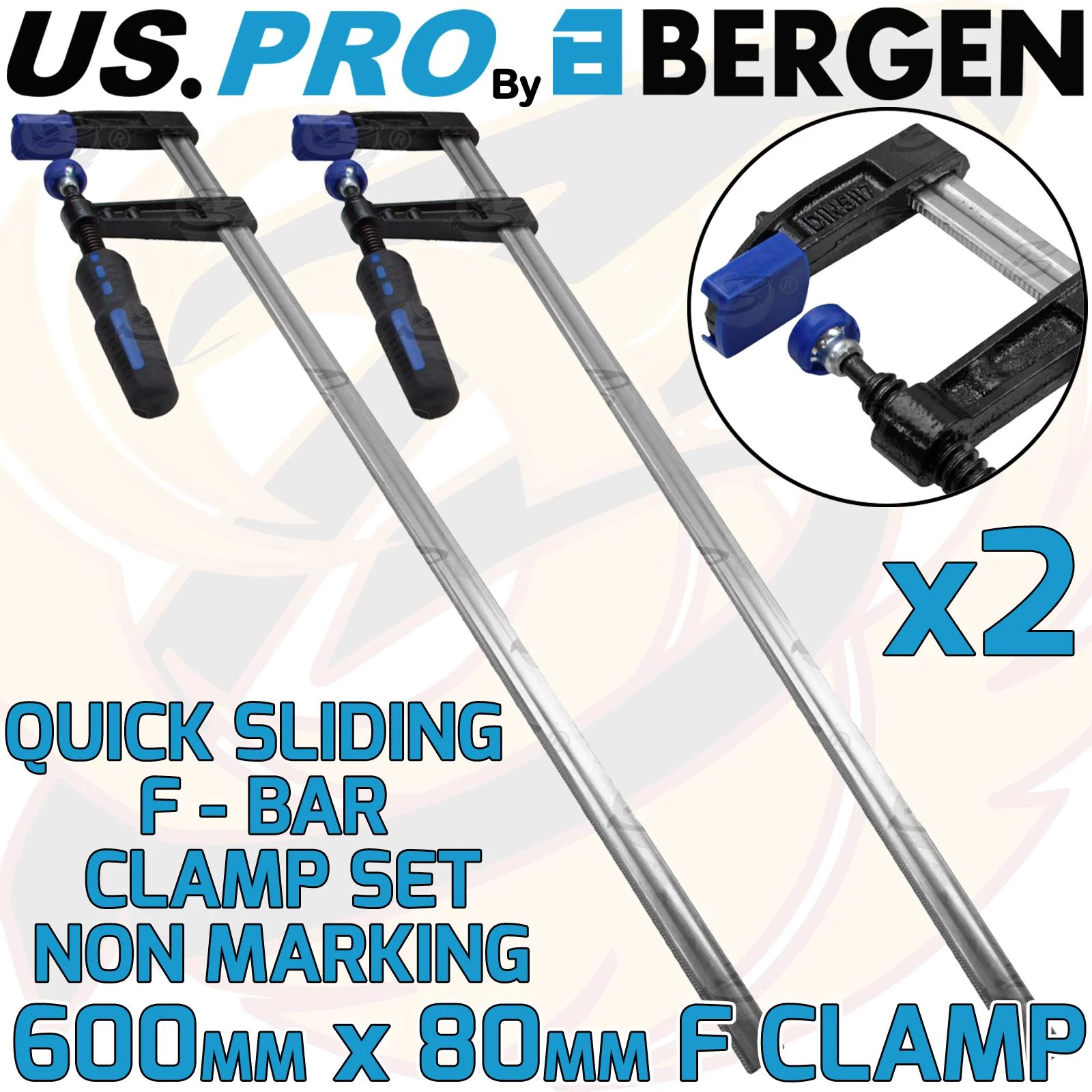 US Pro Quick Slide F Clamps 600mm x 80mm ( x 2 )  2691 ( x 2 )