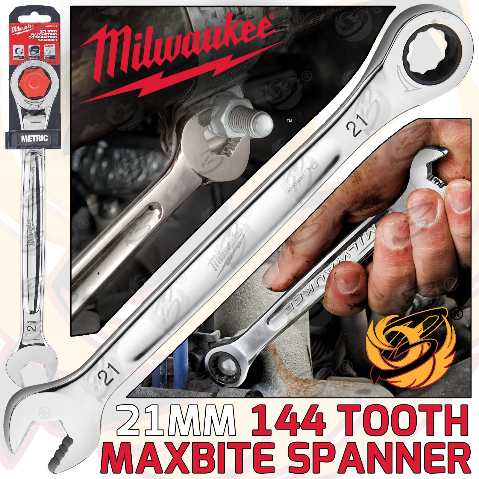 Milwaukee 21mm 144 Teeth Maxbite Ratchet Spanner ( 4932471514 )