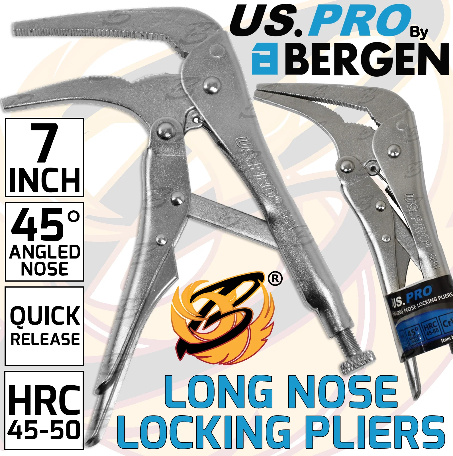 US Pro 7″ 45¬∞ Long Nose Locking Pliers  5891 ( DIS )