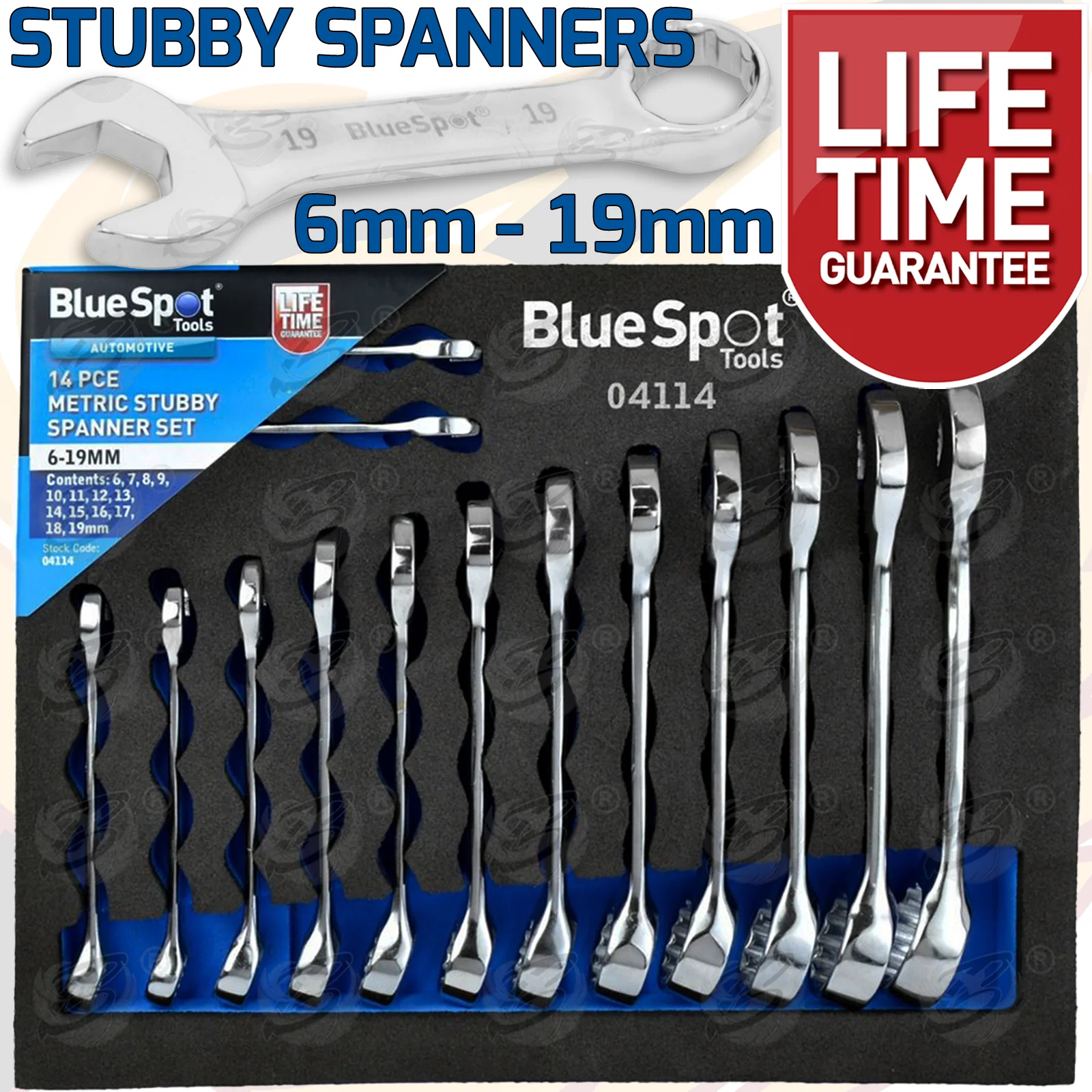 BlueSpot 14 Piece Stubby Combination Spanners 6mm – 19mm ( 04114 )