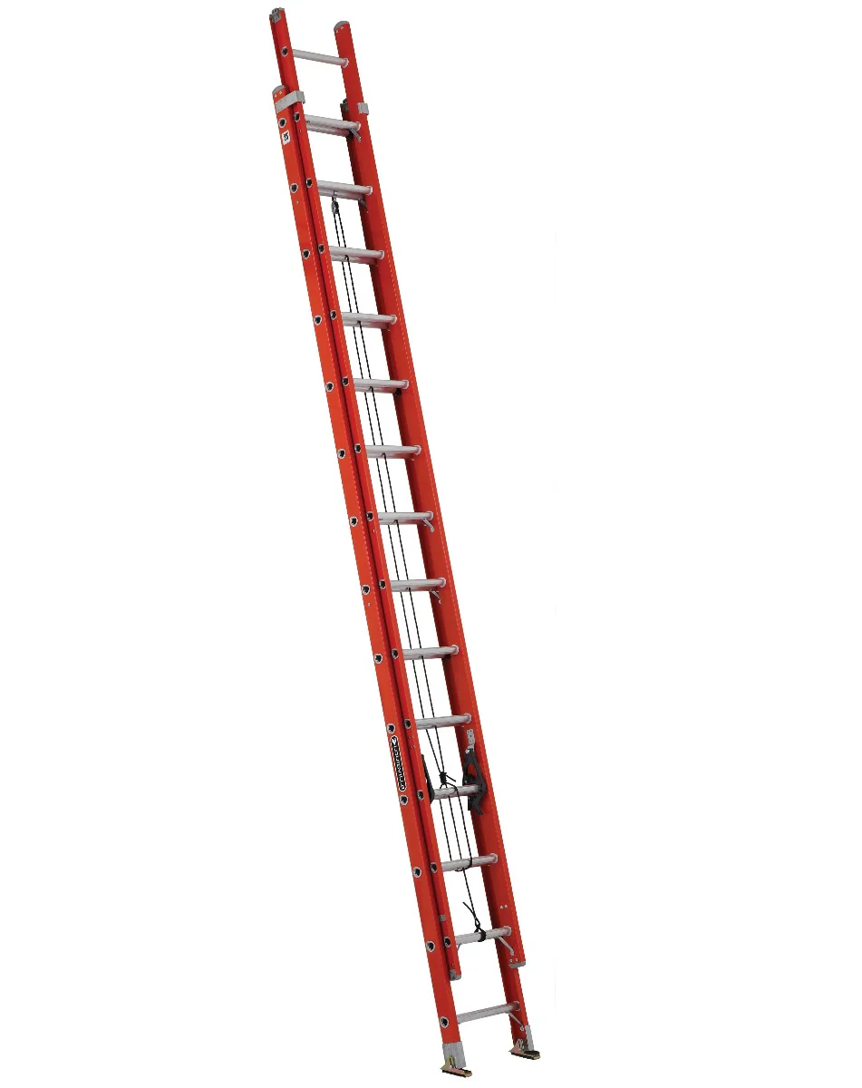 LOUISVILLE LADDER | 28′ Fiberglass Extension Ladder with V-Rung Pole Grip and Strand Hooks | #FE3228-E03