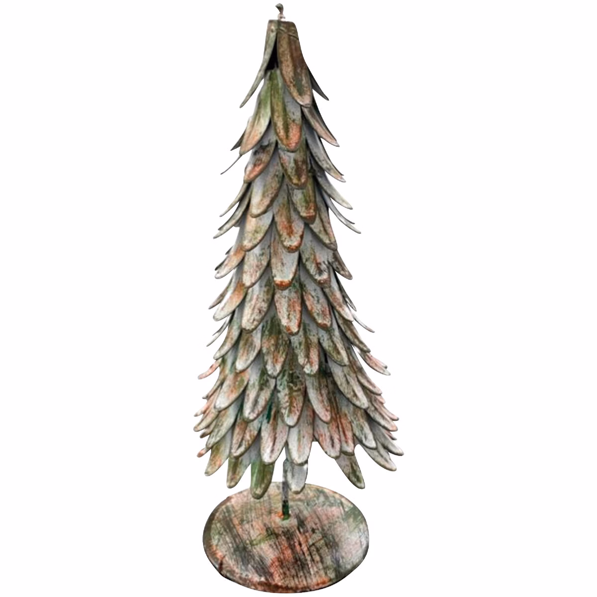 12 In. White Wash Metal Christmas Tree