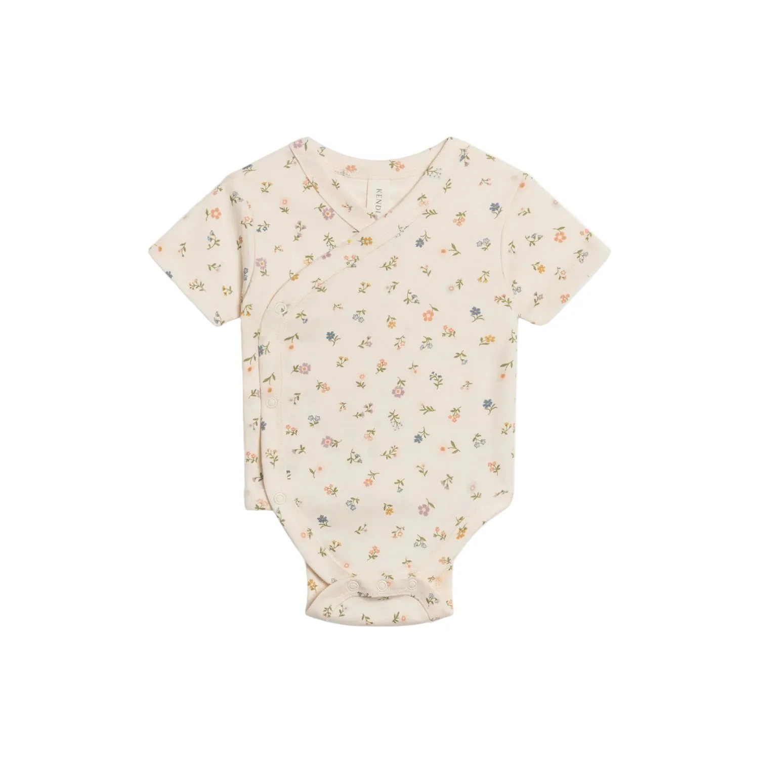 Colored Organics Lark Kimono Short Sleeve Bodysuit – Petaline Floral / Fog + Fern