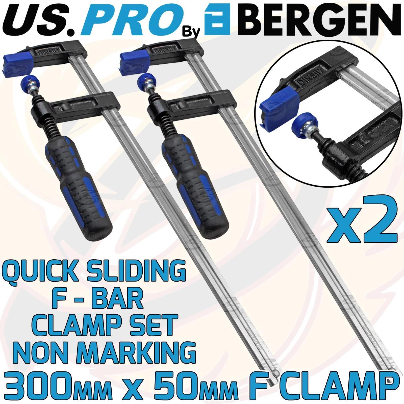 US Pro Quick Slide F Clamps 300mm x 50mm ( x 2 )  2690 ( x 2 )