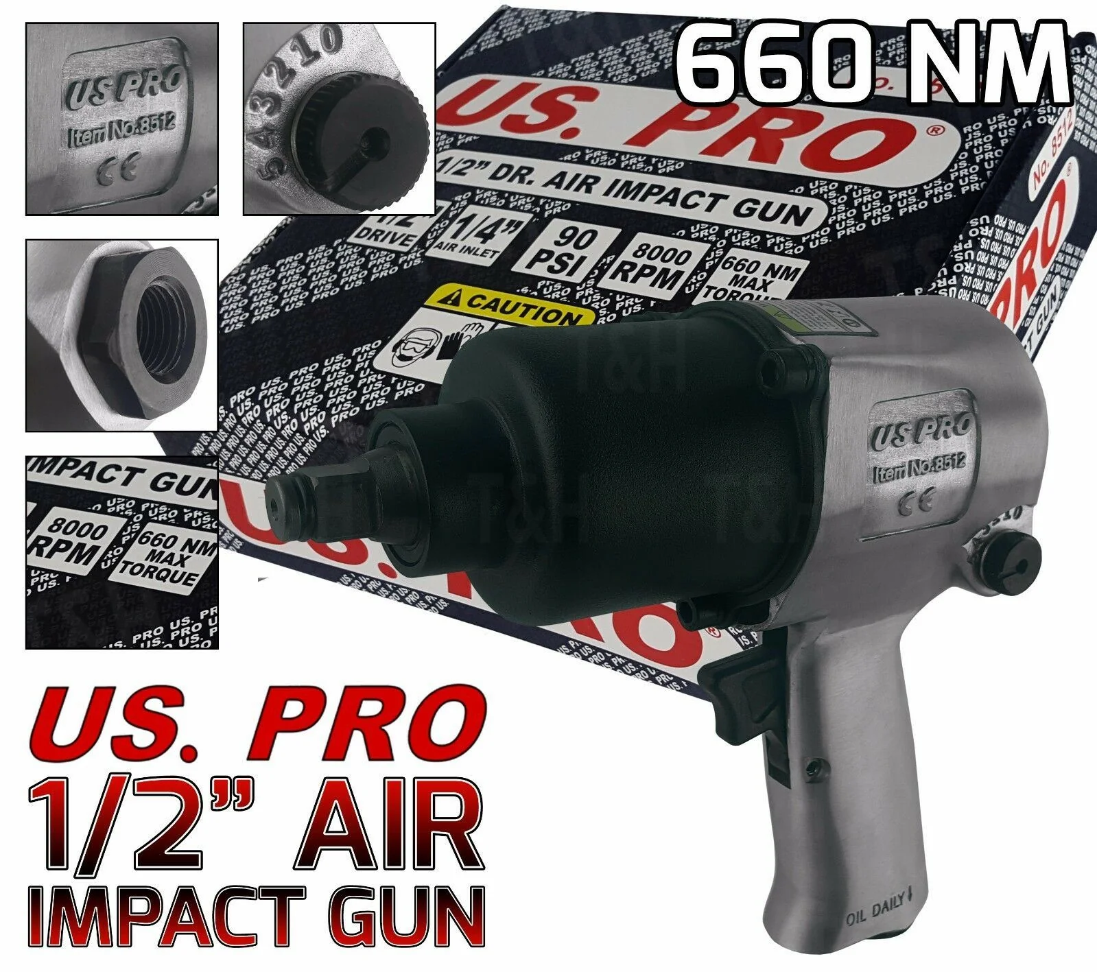 US PRO 1/2″ DRIVE AIR IMPACT WRENCH 660Nm