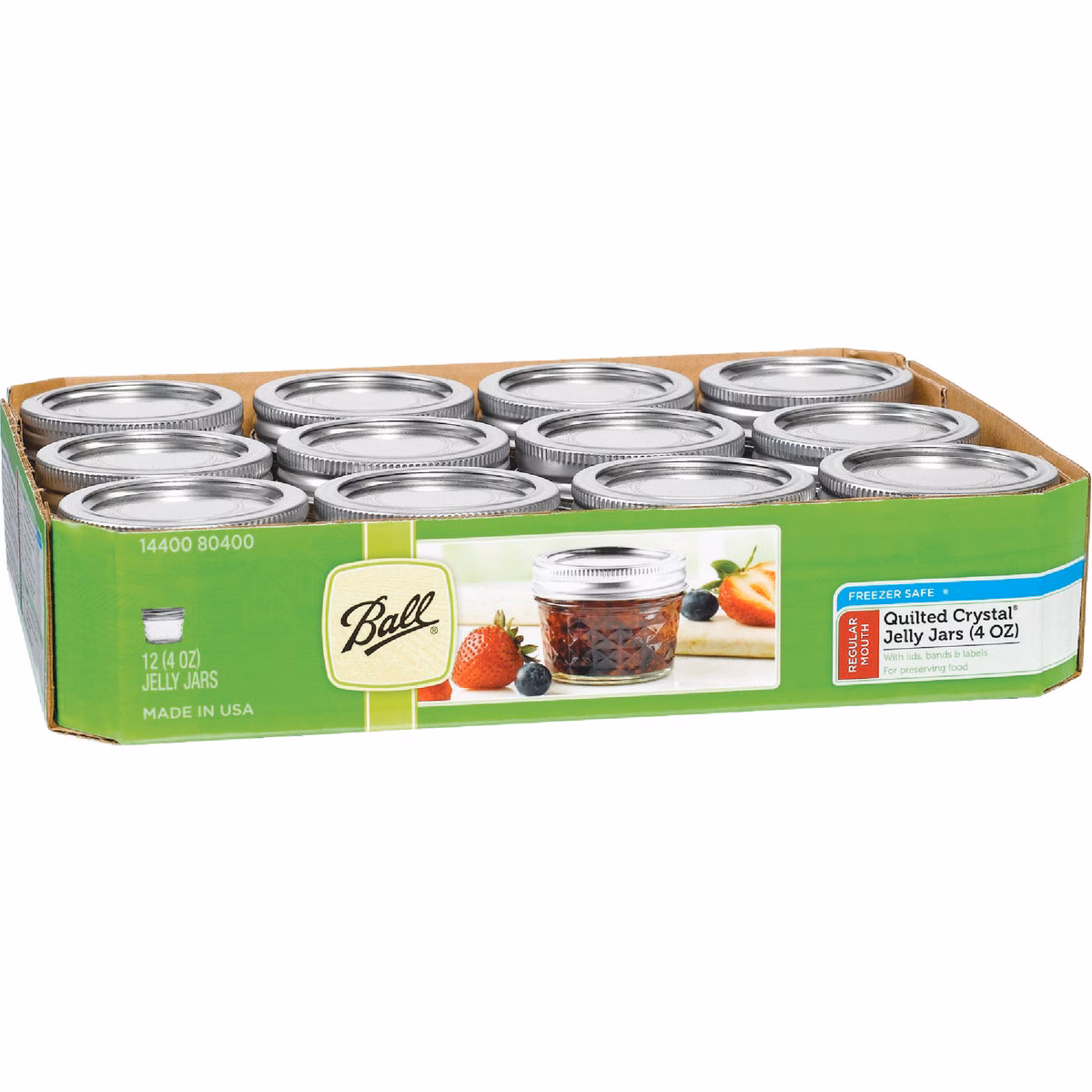 Ball 4 Oz Quilted Crystal Jelly Jar, (12-Count)