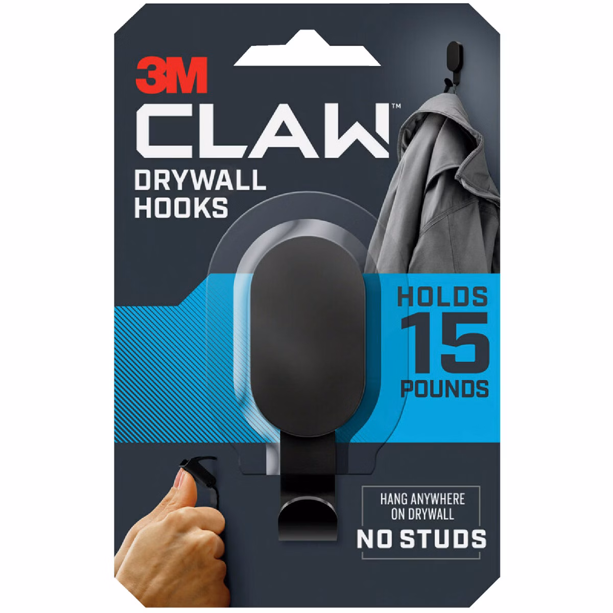 3M Claw 15 Lb. Black Drywall Hook