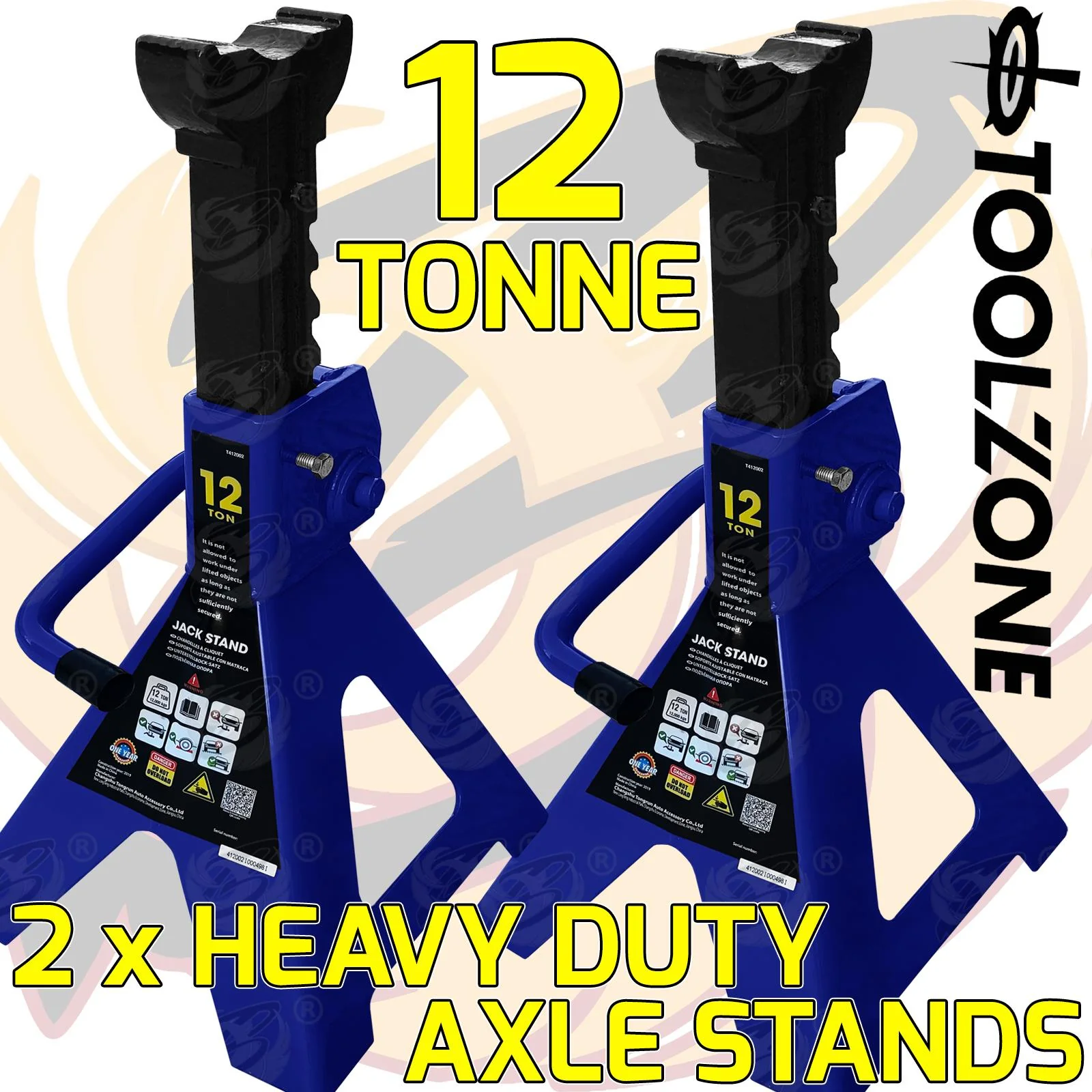 Toolzone 12 Ton Heavy Duty Axle Stands ( AU287 )