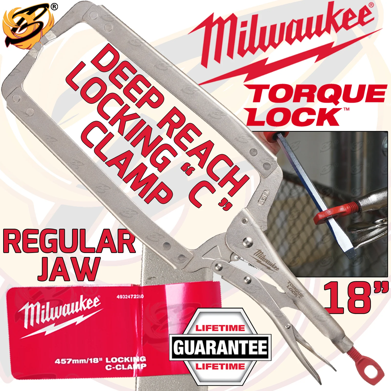 Milwaukee 18″ Deep Reach Regular Jaw Torque Lock Locking Pliers ( 4932472260 )