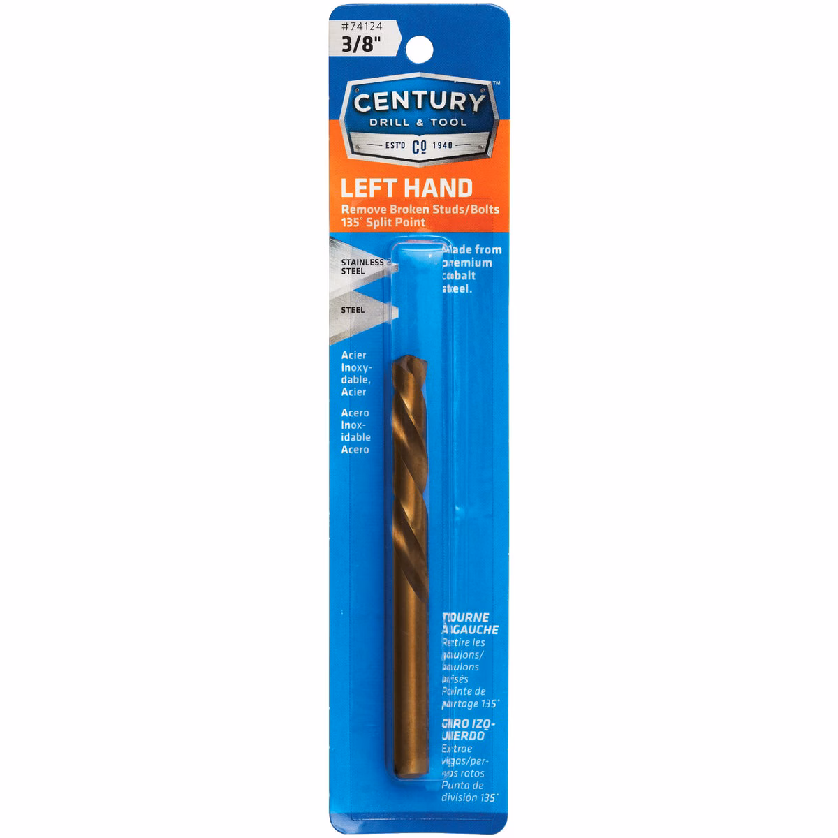 Century Drill & Tool 3/8 In. Cobalt Steel Left Hand Drill Bit