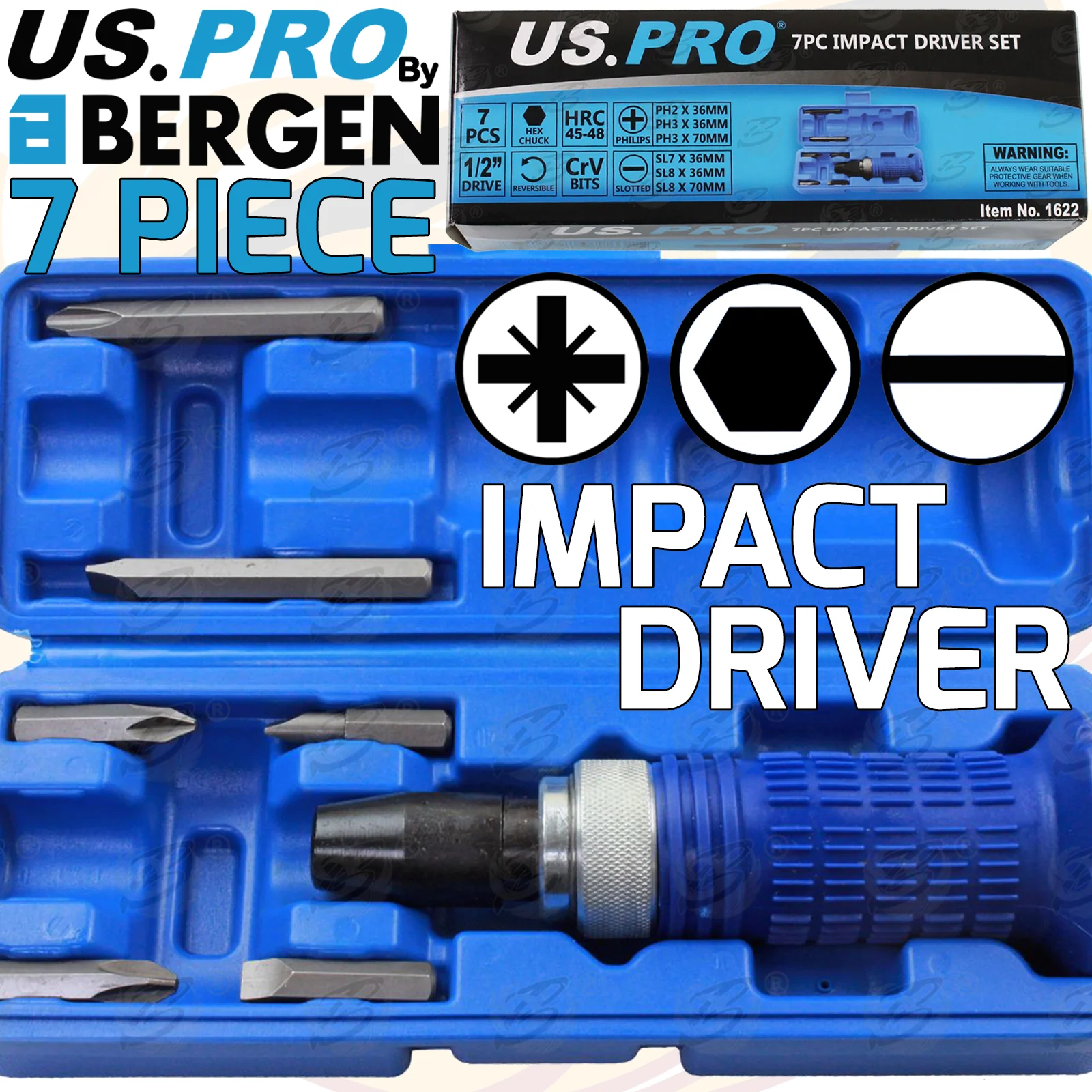 US Pro 7 Piece Impact Driver Set  1622