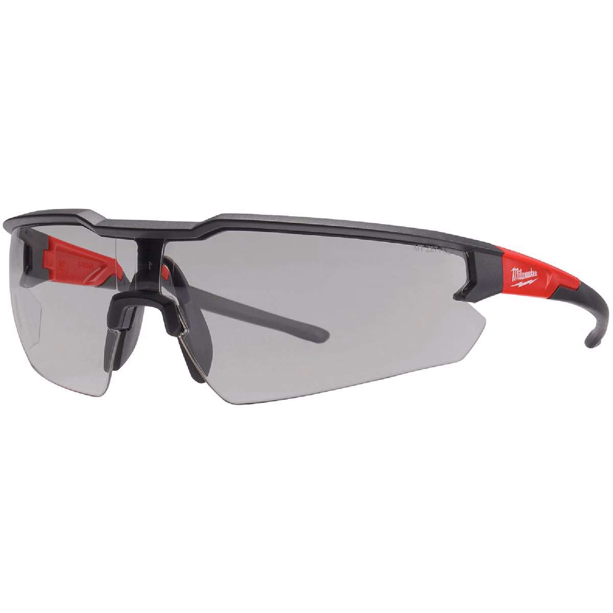 Milwaukee Red & Black Frame Safety Glasses with Gray Anti-Scratch Lenses