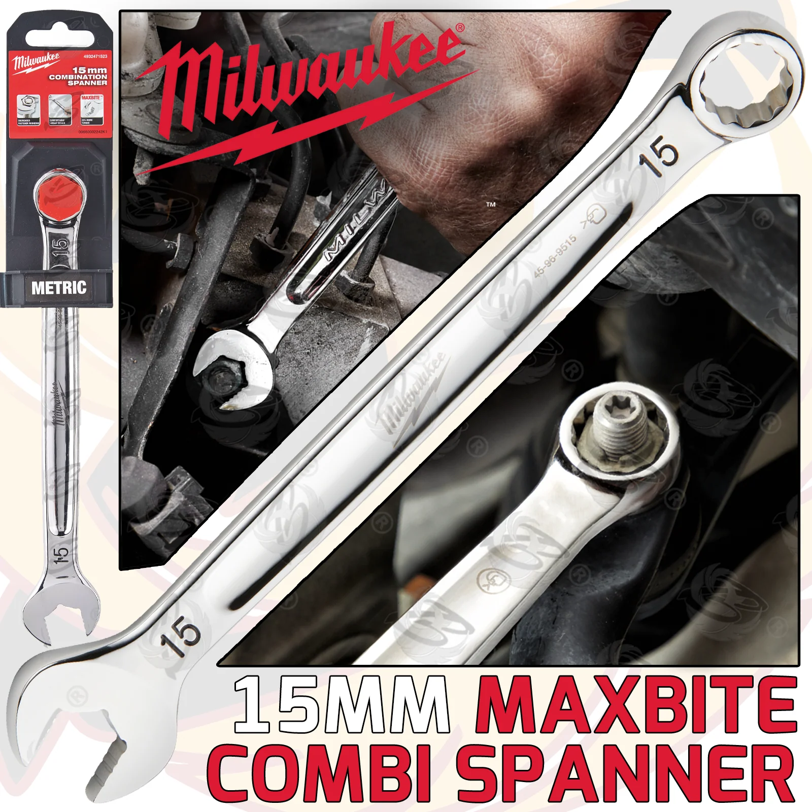 Milwaukee 15mm Maxbite Combination Spanner ( Single ) ( 4932471523 )