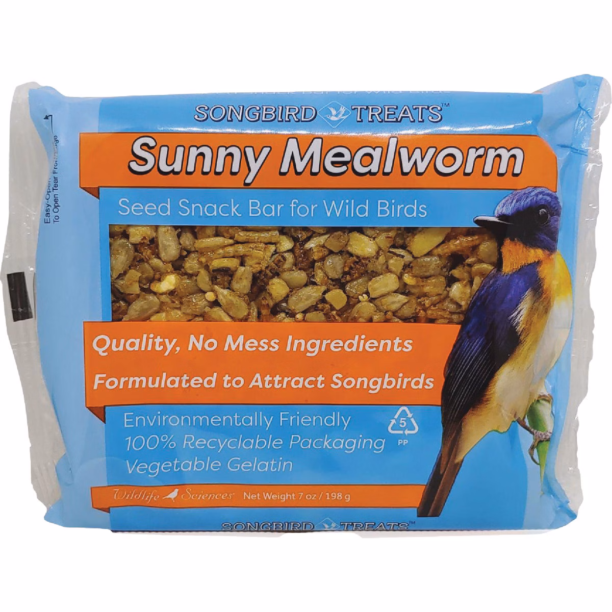 Wildlife Sciences Songbird Treats 7 Oz. Sunny Mealworm Seed Snack Bar
