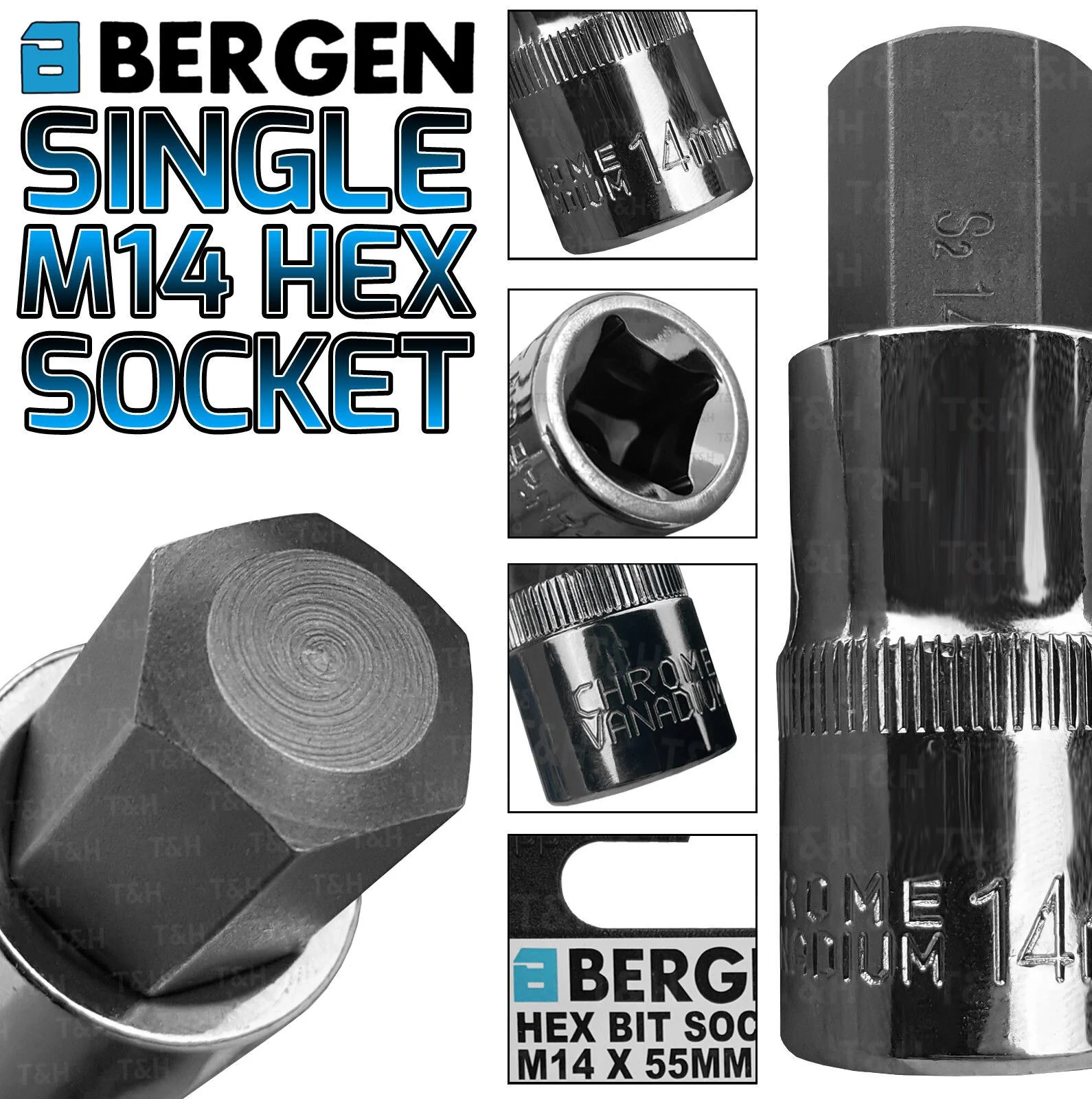 US Pro H14 1/2″ Drive 55mm Long Hex Bit Socket ( Single )  3395