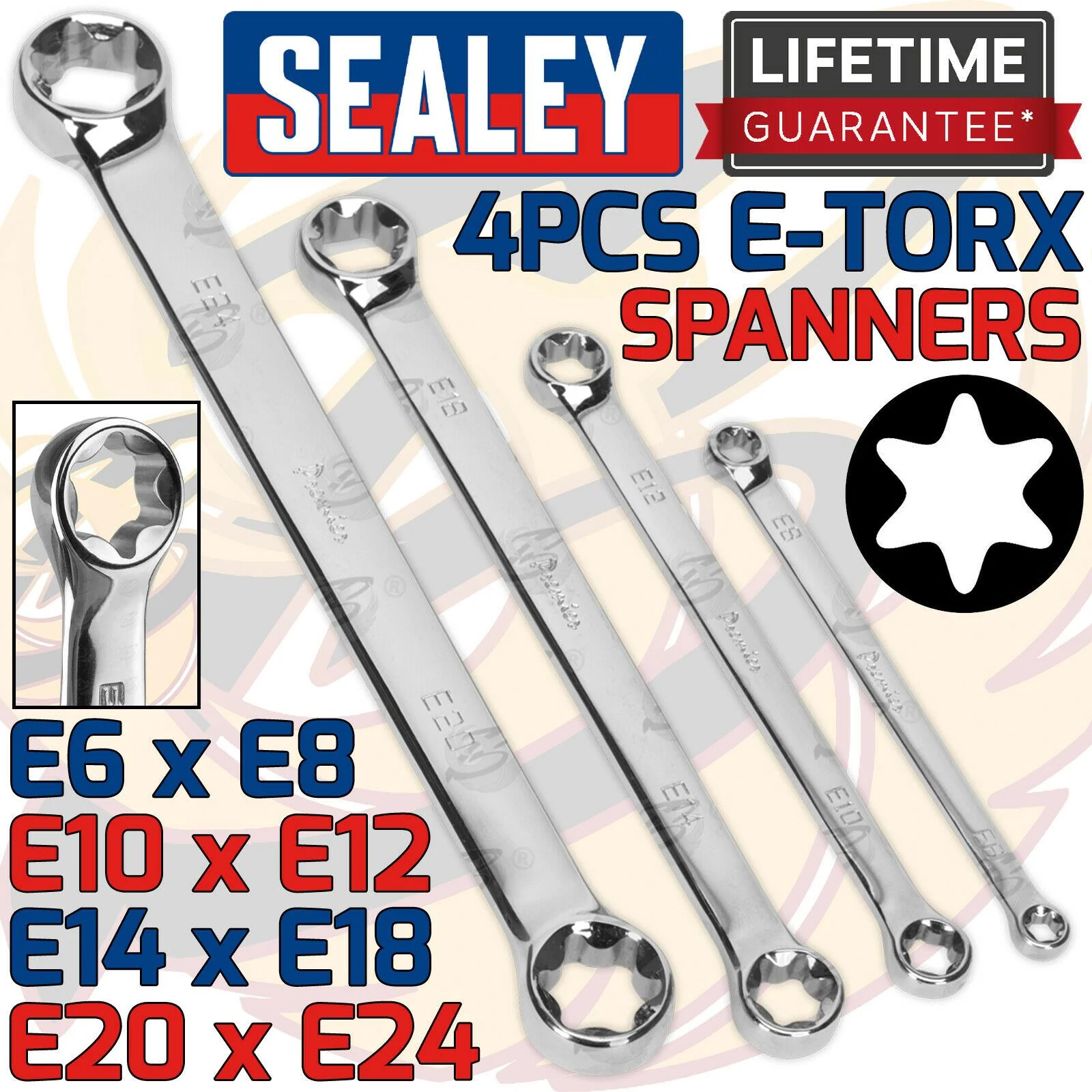 Sealey 4 Piece E – Torx Spanner Set E6 – E24 ( AK550 )