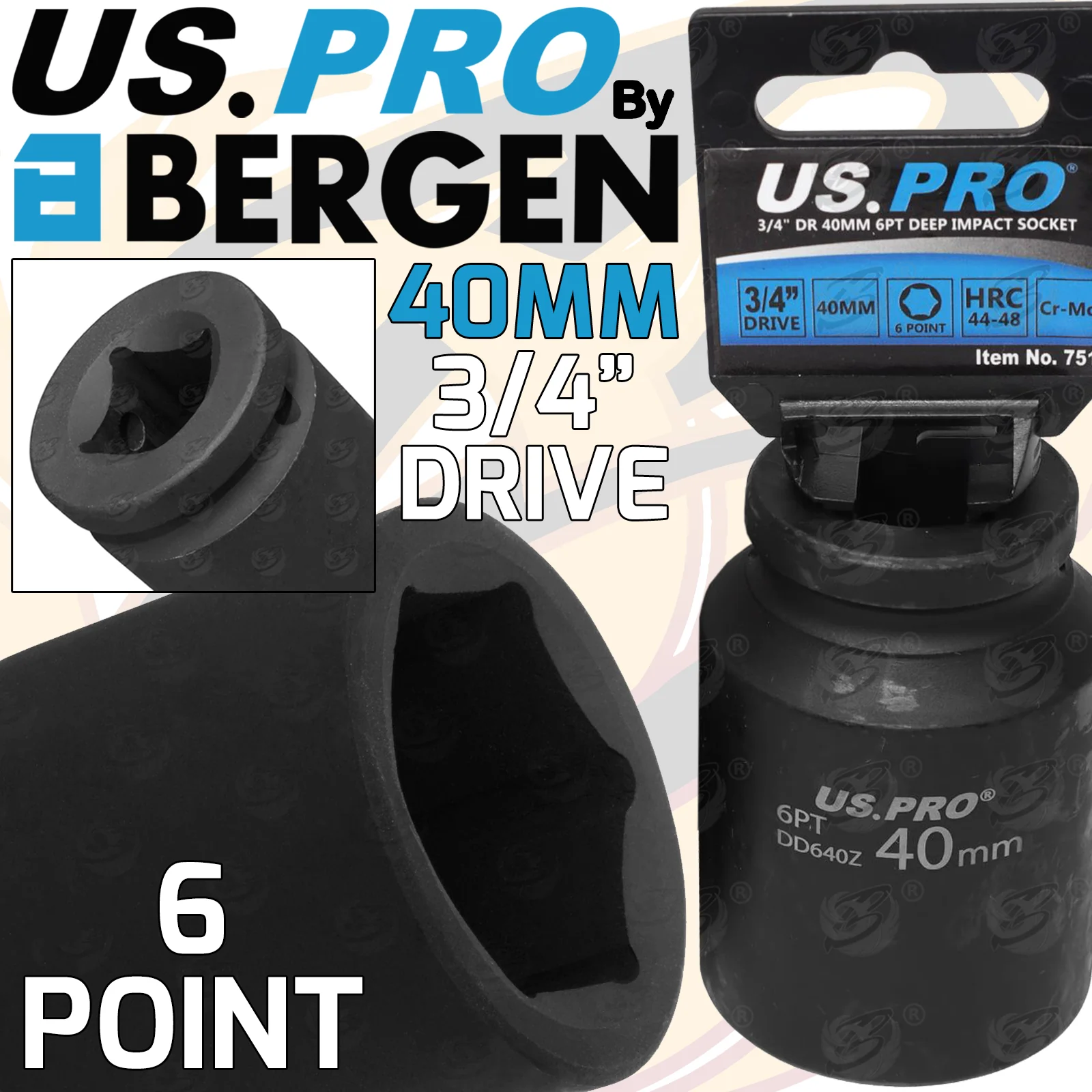 US Pro 40mm 3/4″ Drive 6 Point Deep Impact Socket  7511