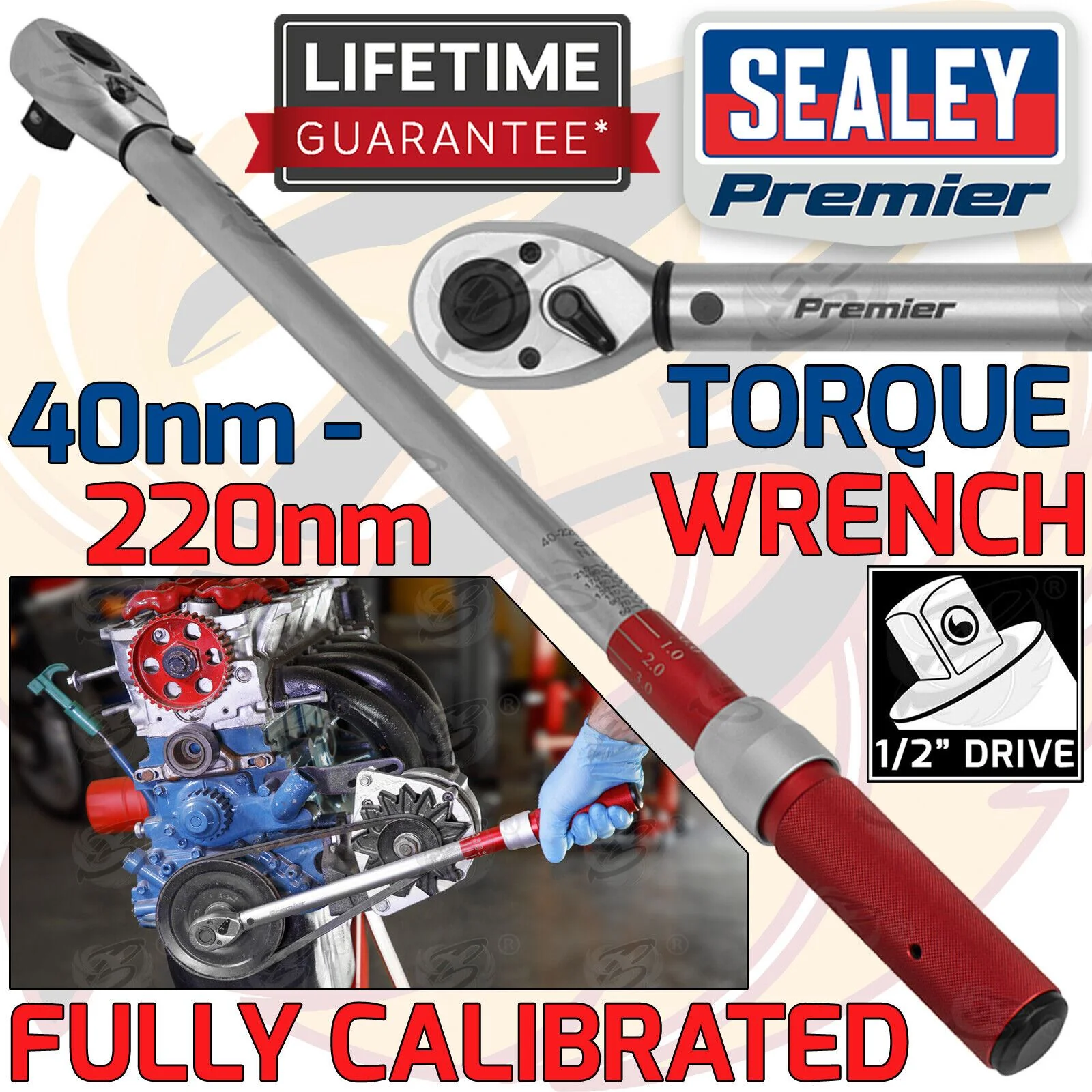 Sealey 1/2″ Drive Calibrated Torque Wrench Micrometer Style 40Nm – 220Nm ( STW904 )